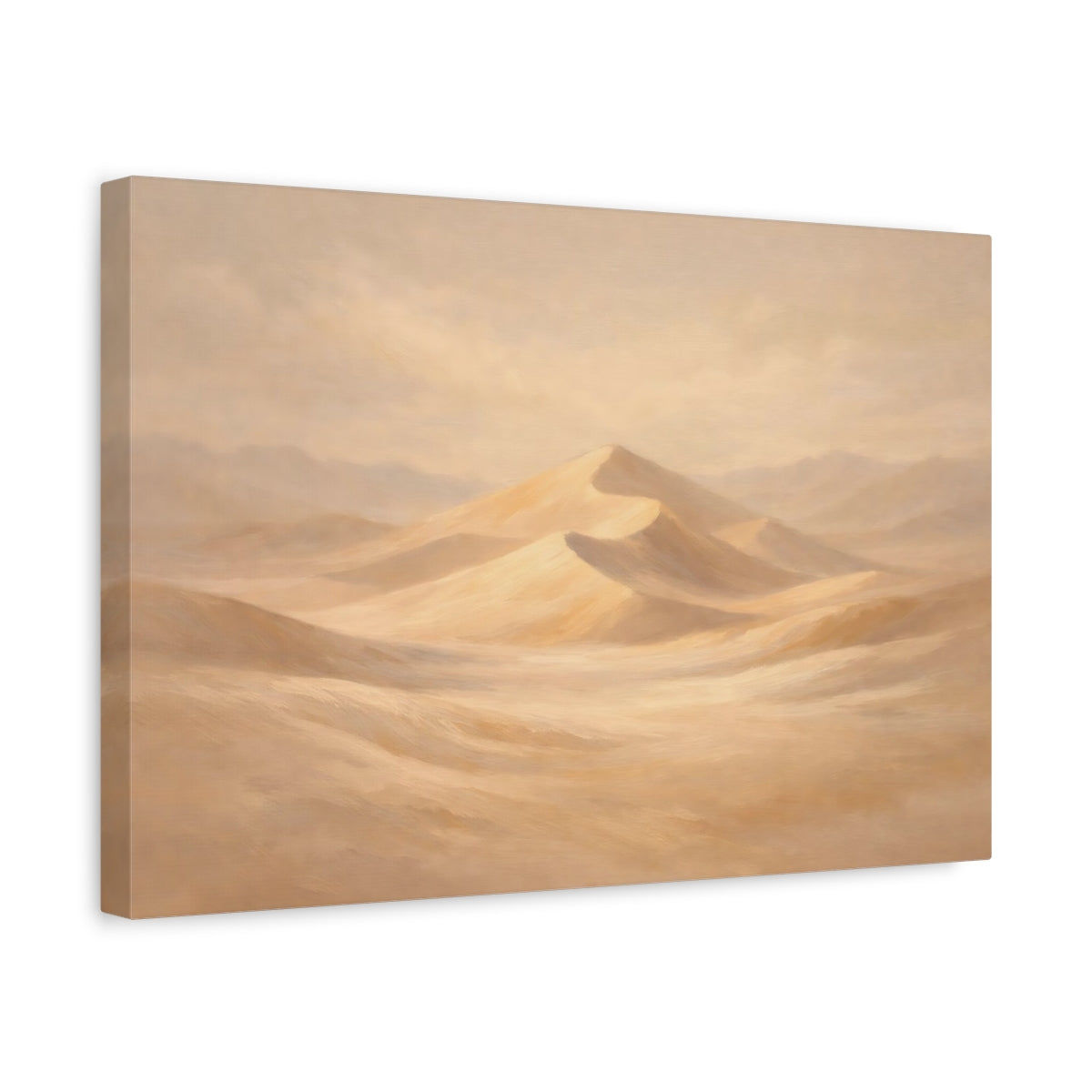 Side Mockup 4. Nature Sand Dunes Beige Tones shown as stretched canvas wall art