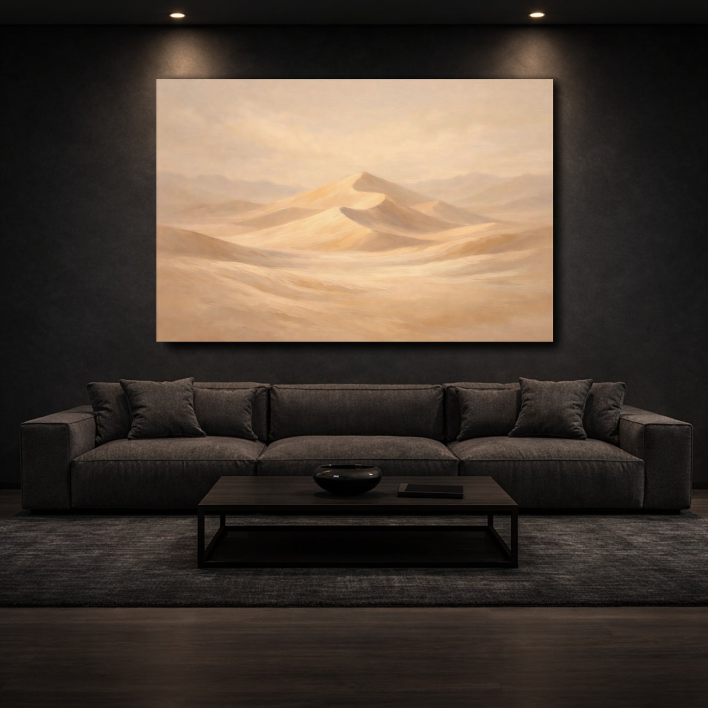 Mockup 2. Nature Sand Dunes Beige Tones shown as stretched canvas wall art