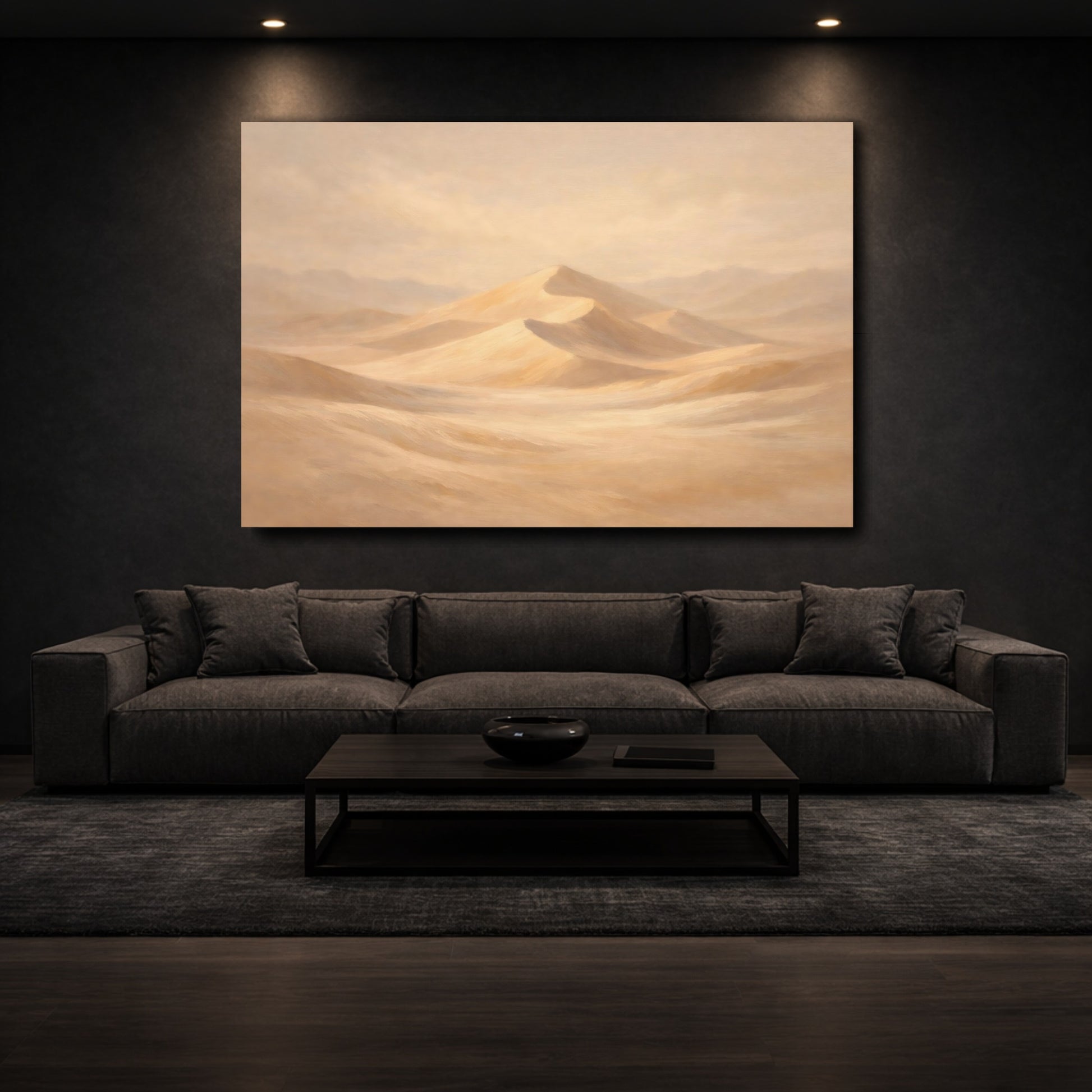 Mockup 2. Nature Sand Dunes Beige Tones shown as stretched canvas wall art