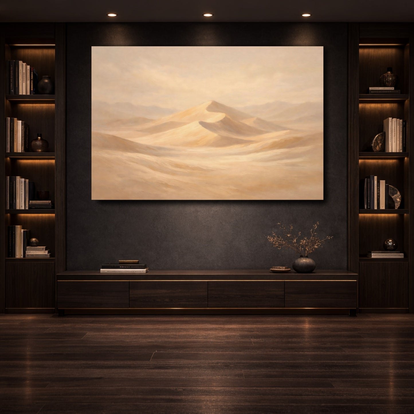Mockup 3. Nature Sand Dunes Beige Tones shown as stretched canvas wall art