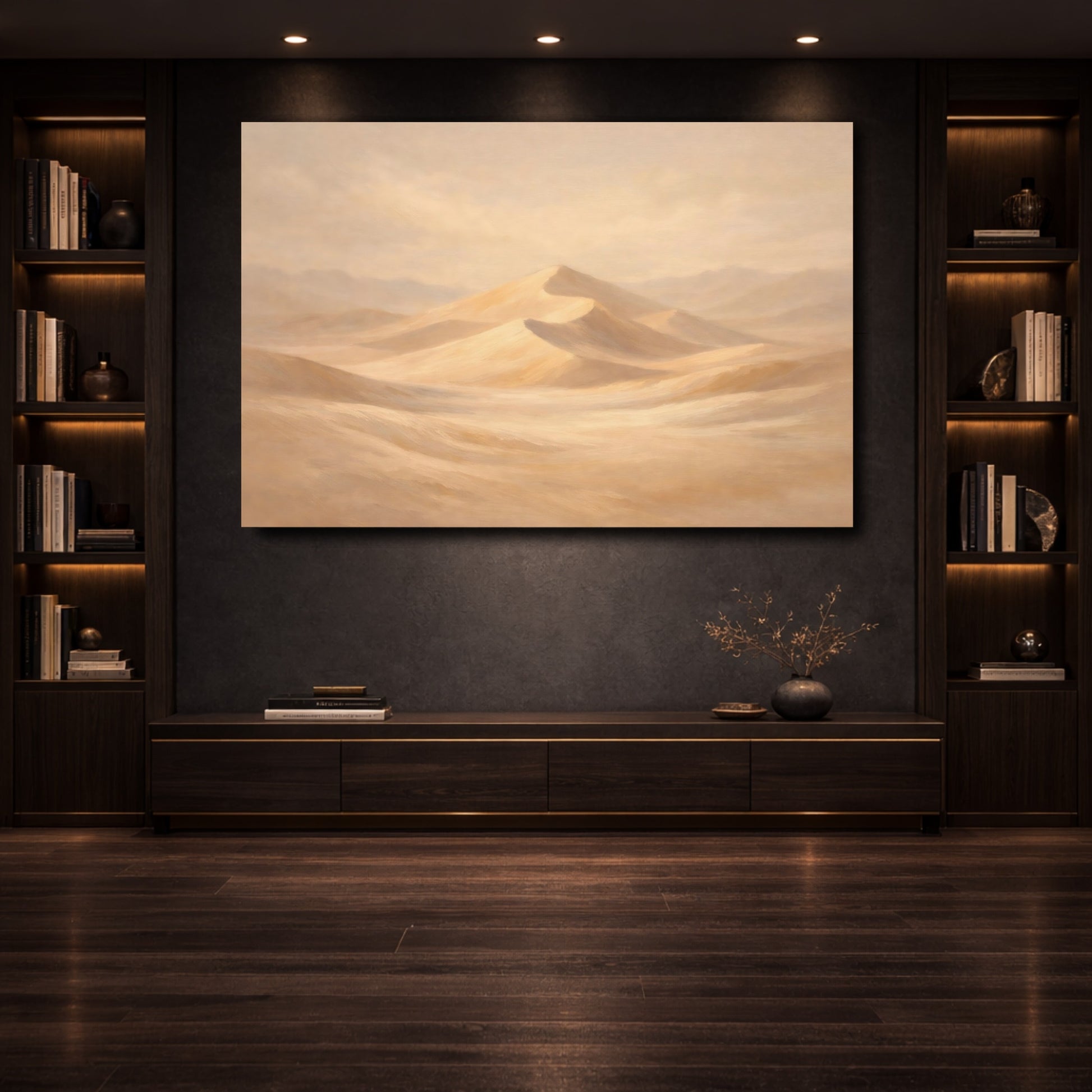 Mockup 3. Nature Sand Dunes Beige Tones shown as stretched canvas wall art