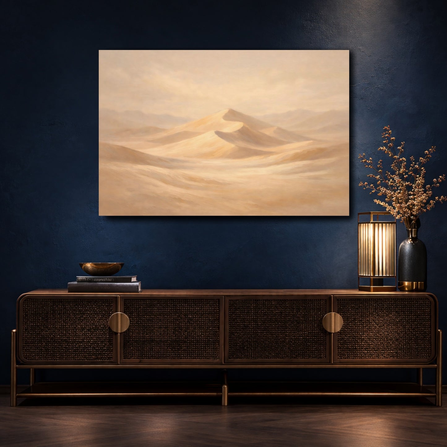 Mockup 4. Nature Sand Dunes Beige Tones shown as stretched canvas wall art