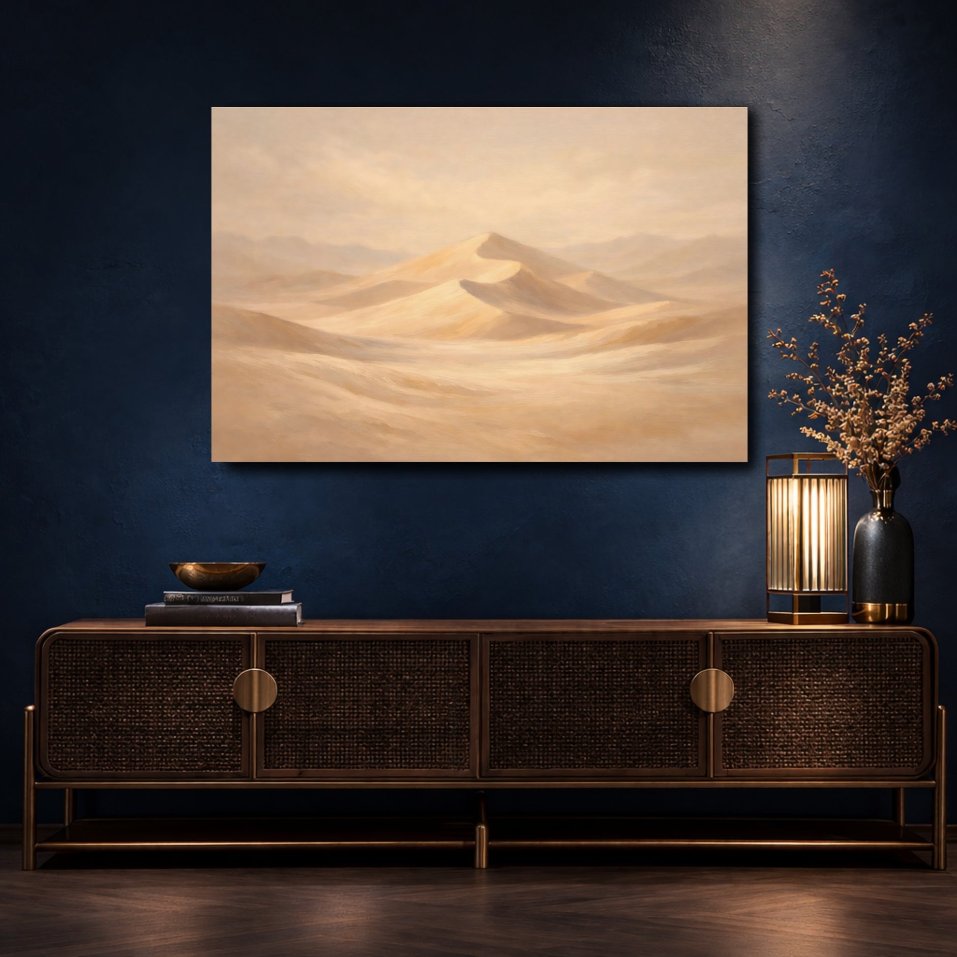 Mockup 4. Nature Sand Dunes Beige Tones shown as stretched canvas wall art