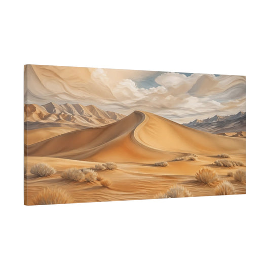 Main Mockup. Nature Sand Dunes Desert Gold shown as stretched canvas wall art