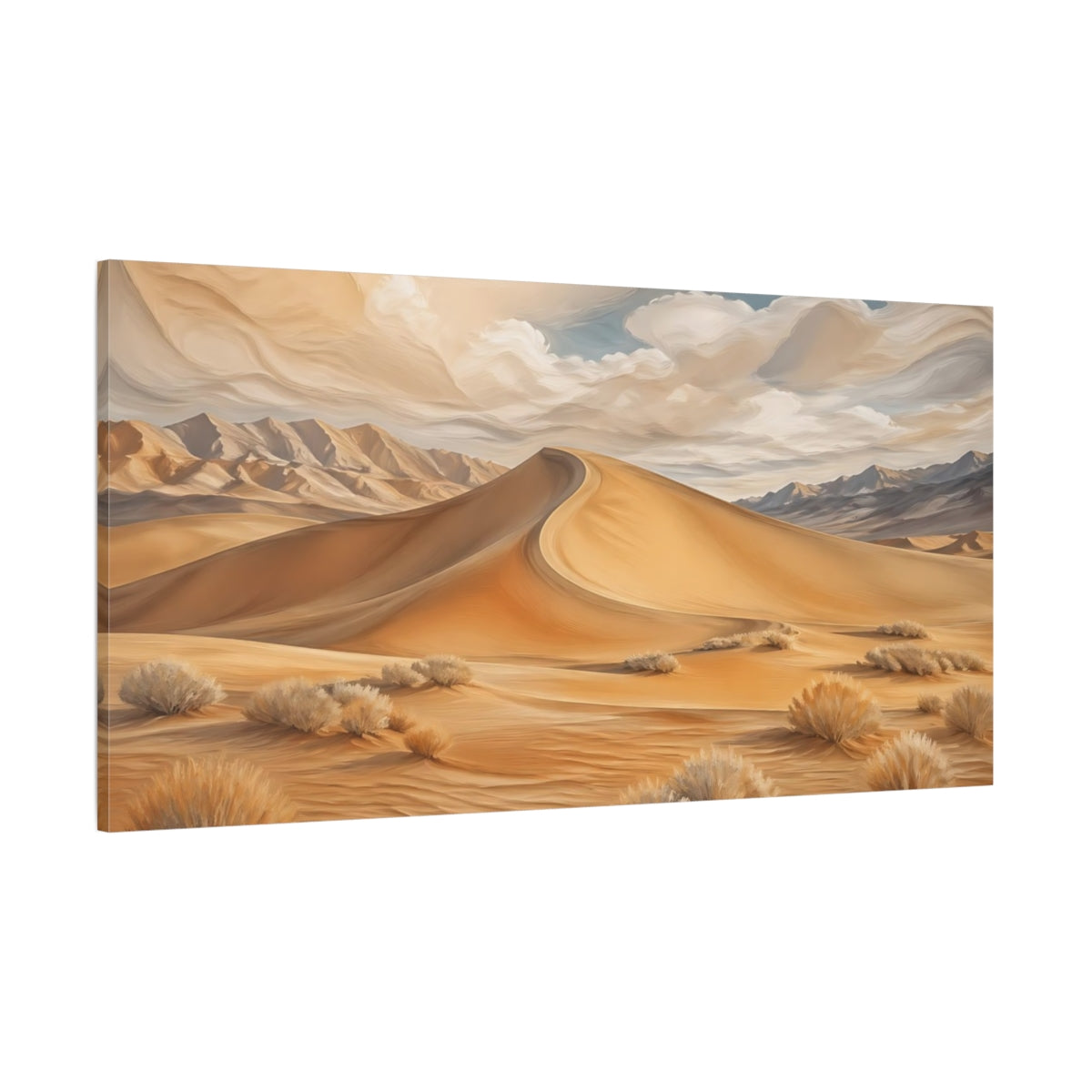 Side Mockup 2. Nature Sand Dunes Desert Gold shown as stretched canvas wall art