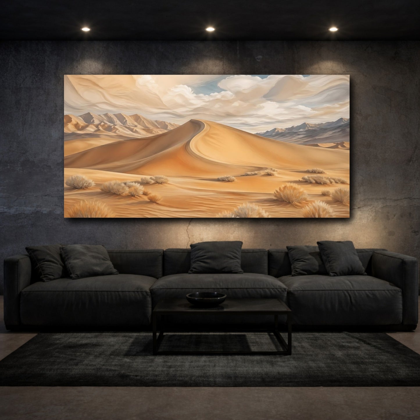 Mockup 2. Nature Sand Dunes Desert Gold shown as stretched canvas wall art