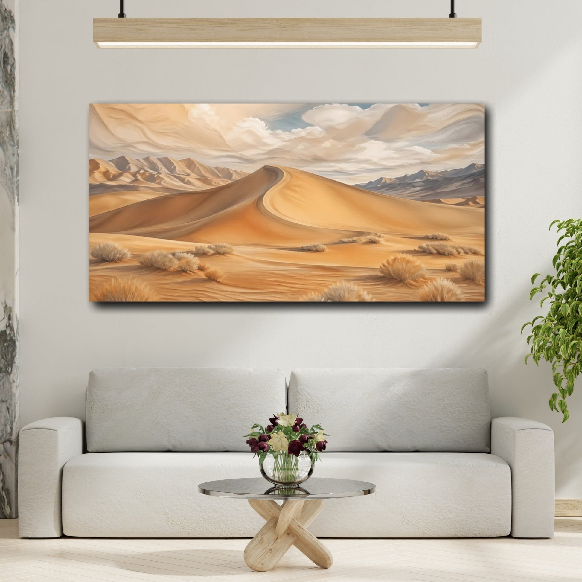 Mockup 3. Nature Sand Dunes Desert Gold shown as stretched canvas wall art