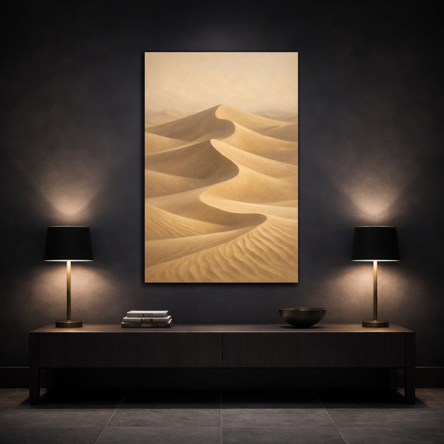 Mockup 2. Nature Sand Dunes Desert Sand Dunes shown as stretched canvas wall art