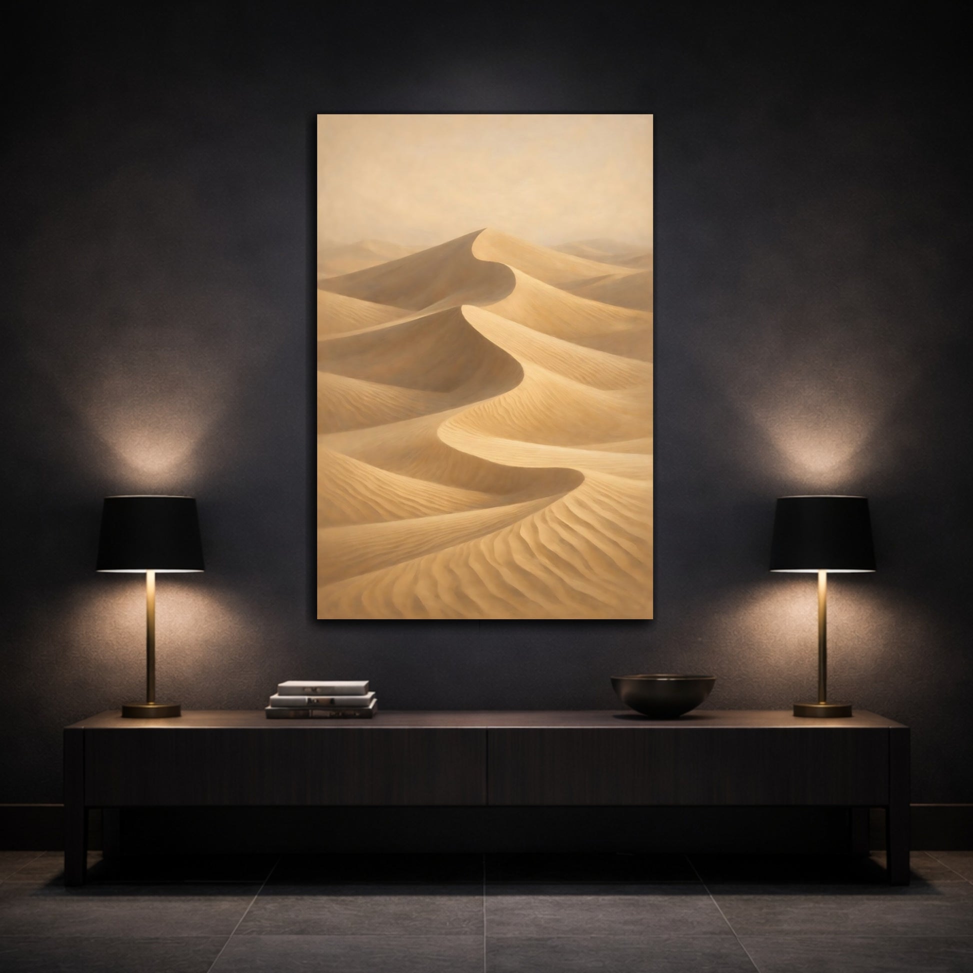 Mockup 2. Nature Sand Dunes Desert Sand Dunes shown as stretched canvas wall art