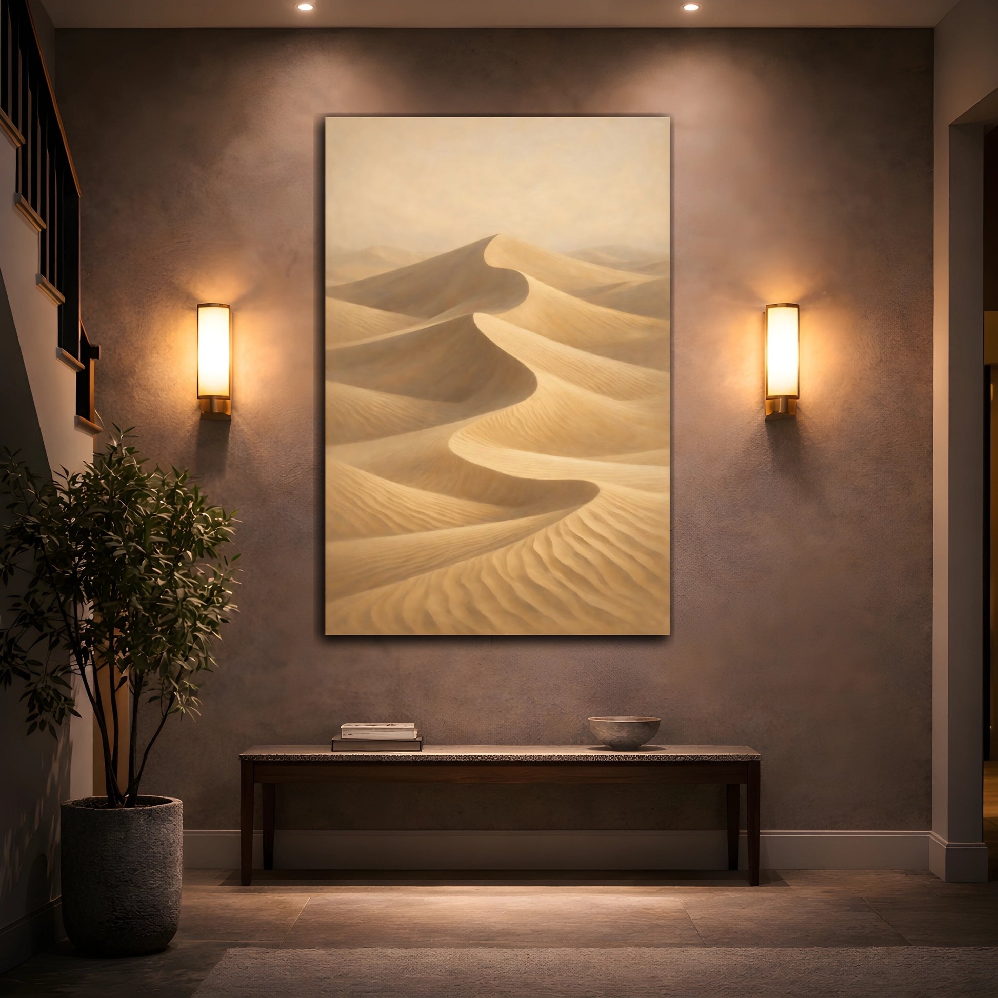 Mockup 3. Nature Sand Dunes Desert Sand Dunes shown as stretched canvas wall art