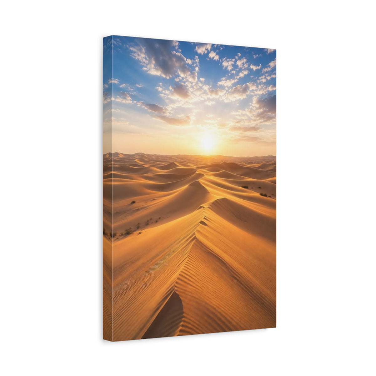 Side Mockup 4. Nature Sand Dunes Desert Sunset shown as stretched canvas wall art