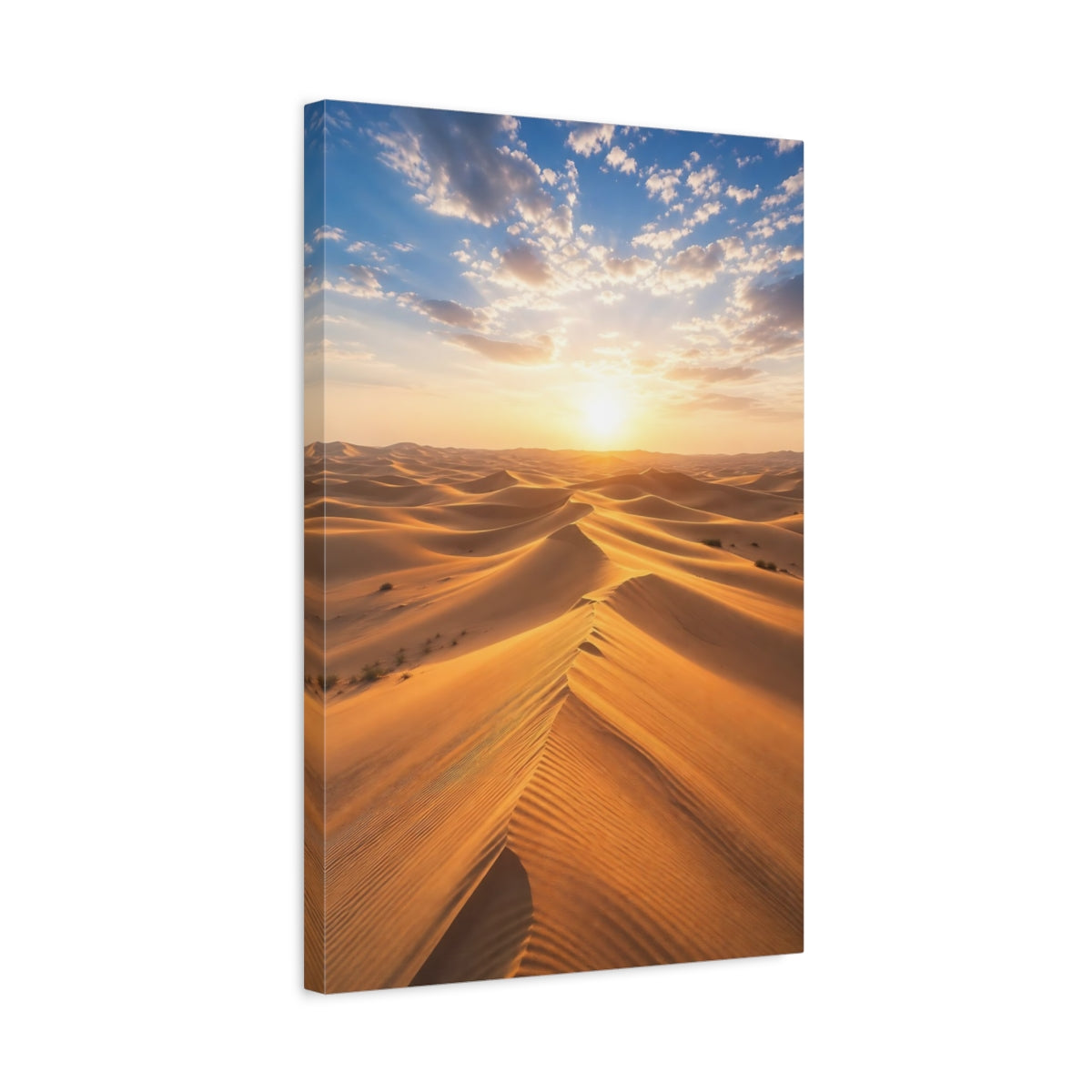 Side Mockup 3. Nature Sand Dunes Desert Sunset shown as stretched canvas wall art