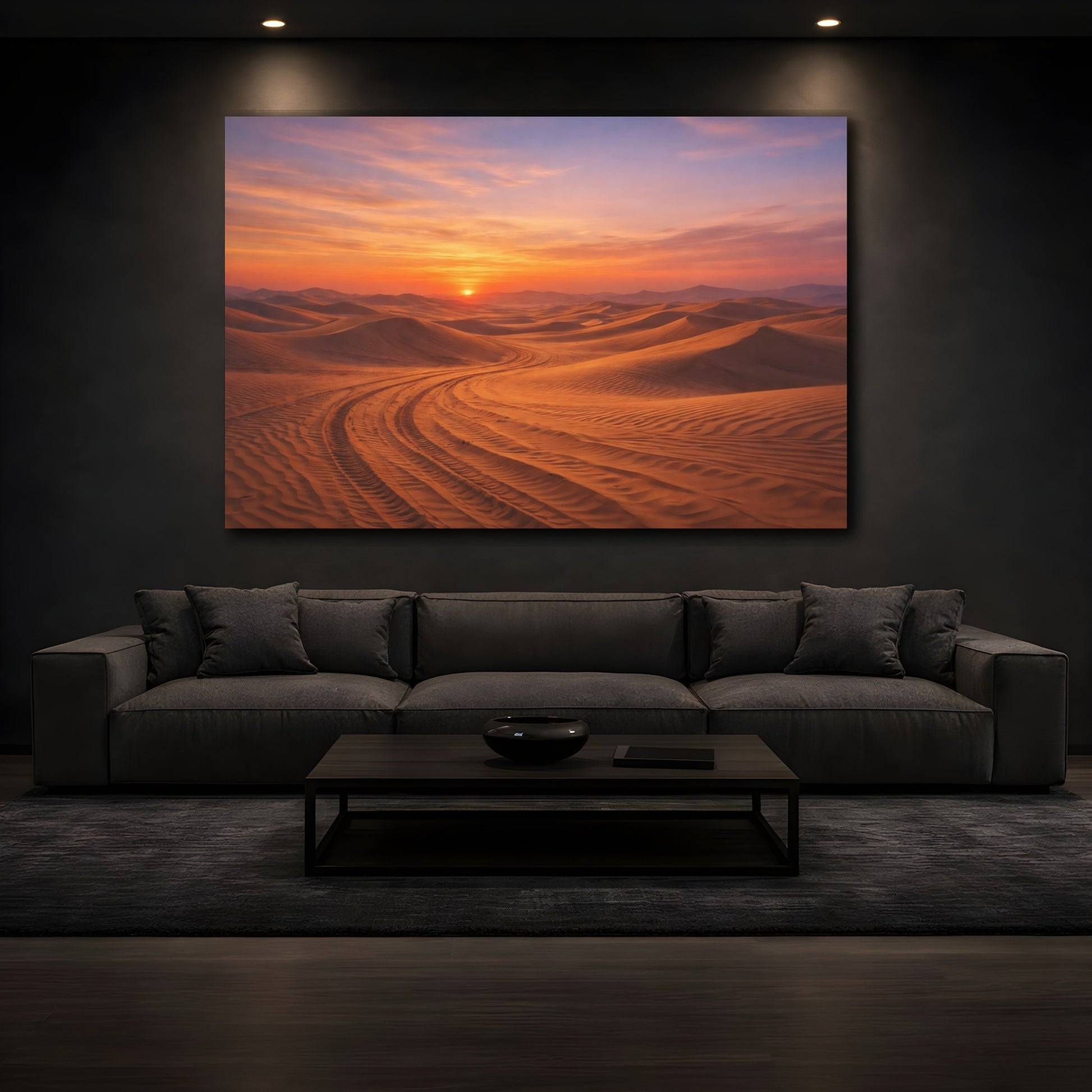 Mockup 2. Nature Sand Dunes Desert Sunset shown as stretched canvas wall art