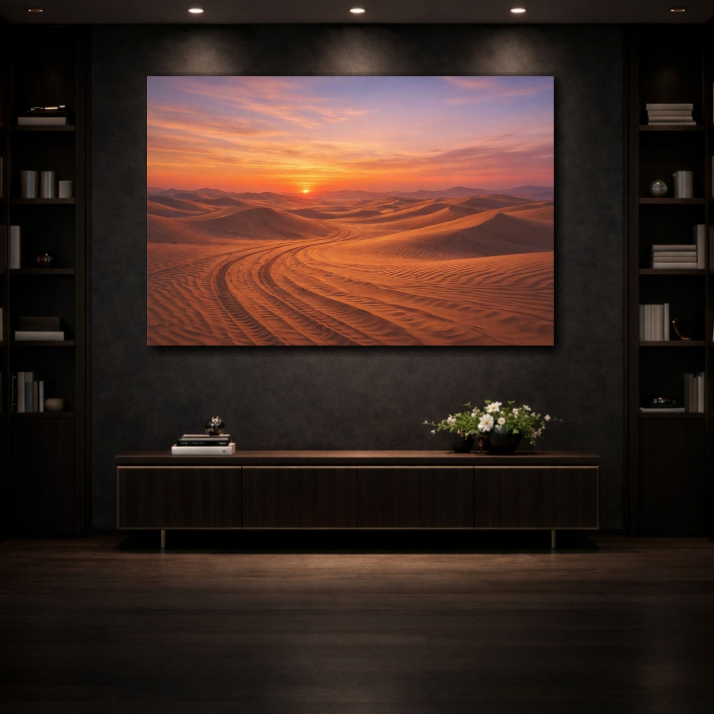 Mockup 4. Nature Sand Dunes Desert Sunset shown as stretched canvas wall art