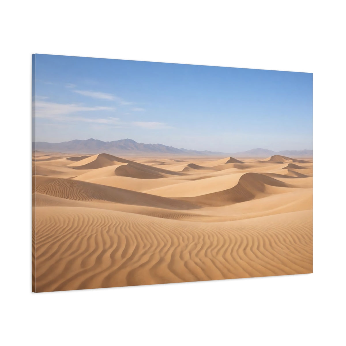 Side Mockup 1. Nature Sand Dunes Golden Sand Dunes shown as stretched canvas wall art