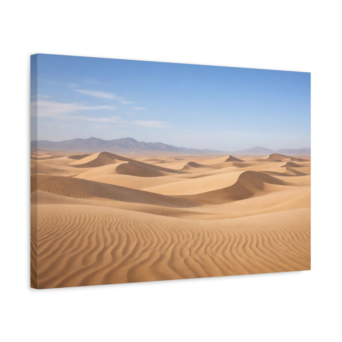 Side Mockup 3. Nature Sand Dunes Golden Sand Dunes shown as stretched canvas wall art