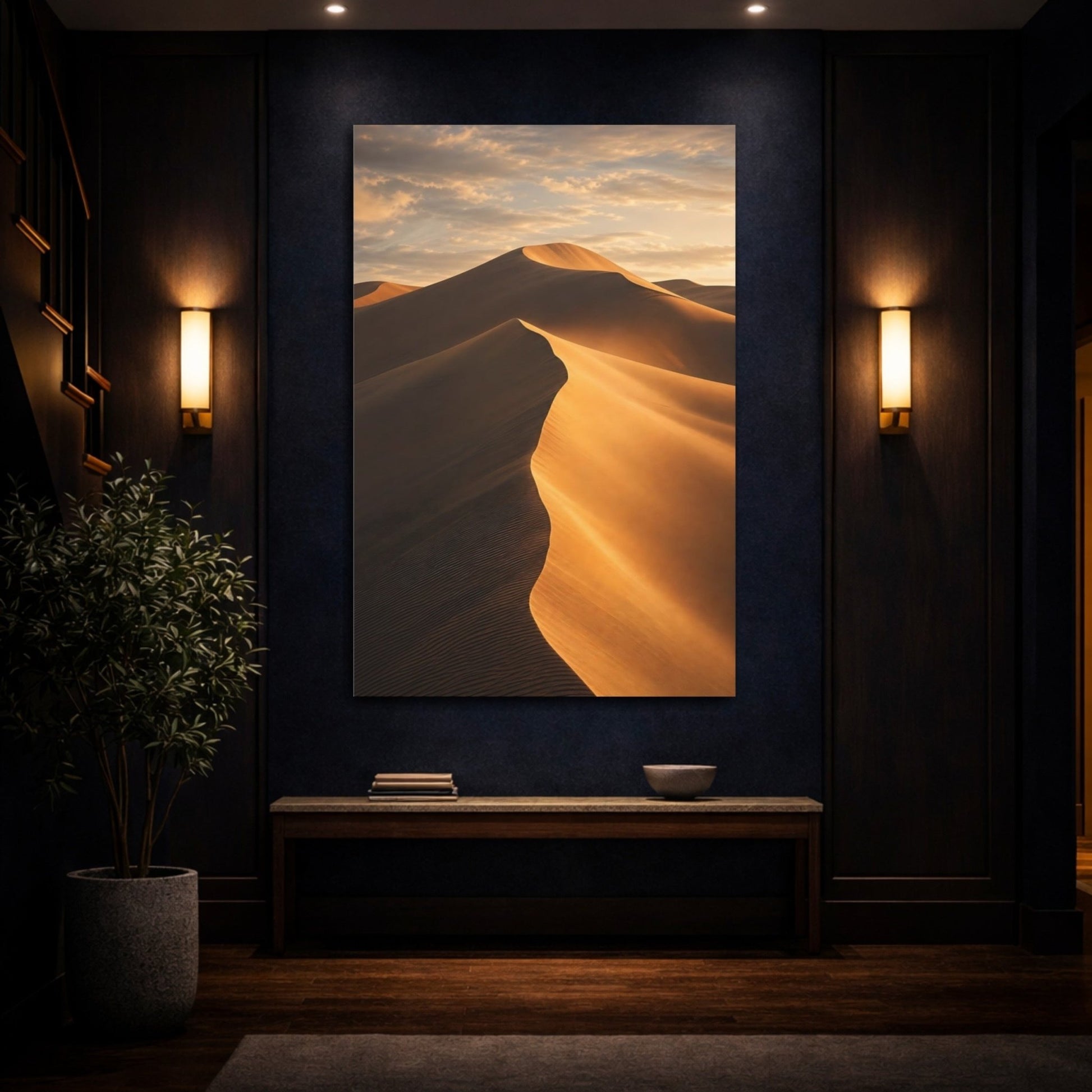 Nature Sand Dunes Golden Desert Canvas Print – Modern Decor for Living Room, Large Wall - YesArtYes