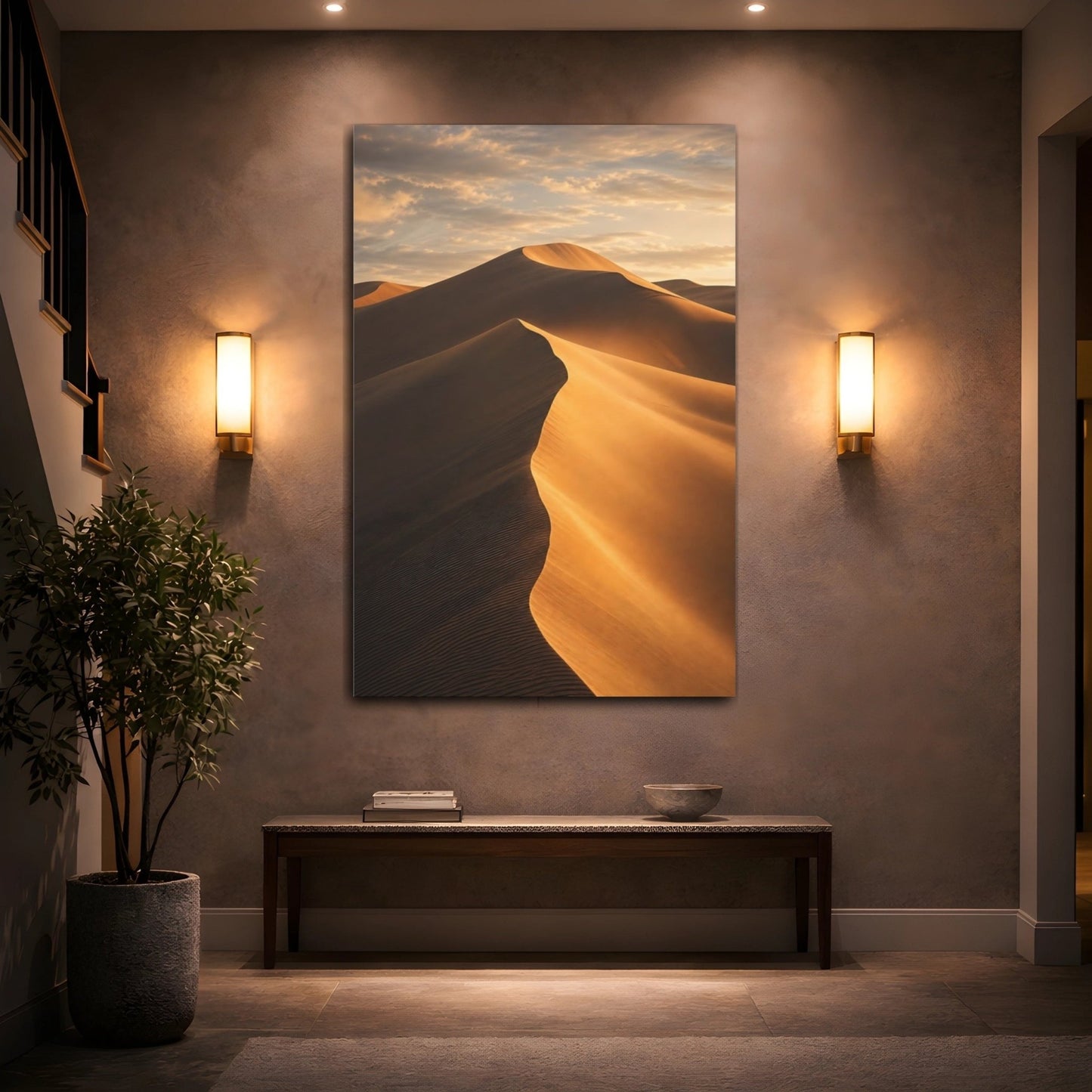Nature Sand Dunes Golden Desert Canvas Print – Modern Decor for Living Room, Large Wall - YesArtYes
