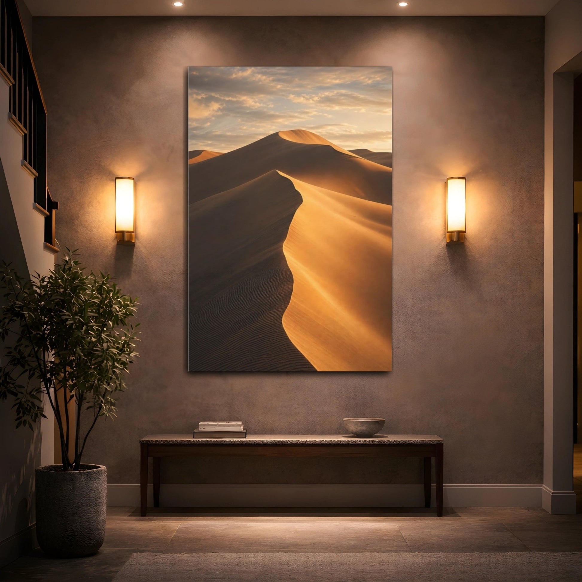 Nature Sand Dunes Golden Desert Canvas Print – Modern Decor for Living Room, Large Wall - YesArtYes