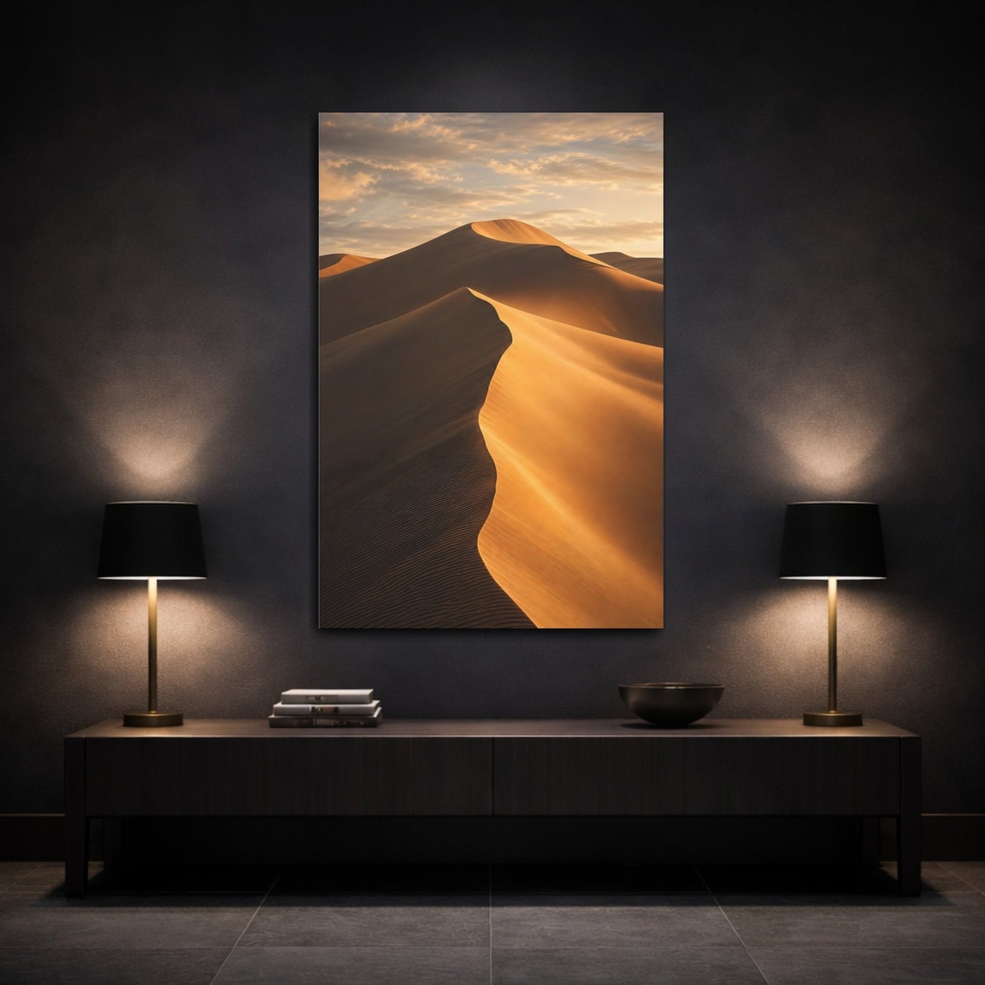 Nature Sand Dunes Golden Desert Canvas Print – Modern Decor for Living Room, Large Wall - YesArtYes