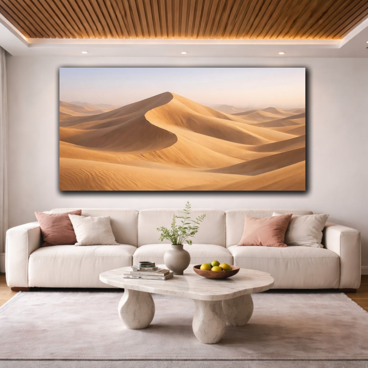 Mockup 3. Nature Sand Dunes Golden Desert shown as stretched canvas wall art