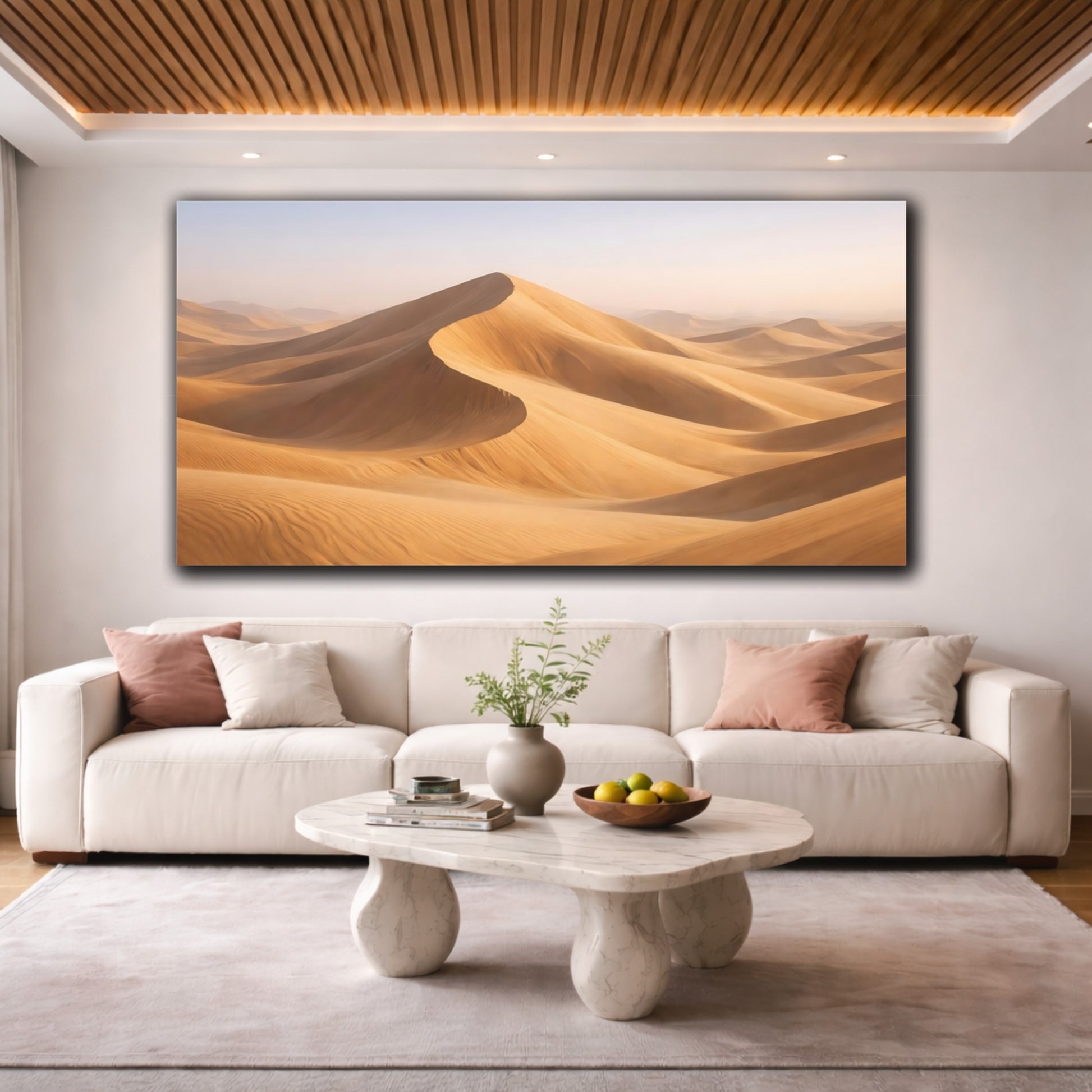 Mockup 3. Nature Sand Dunes Golden Desert shown as stretched canvas wall art