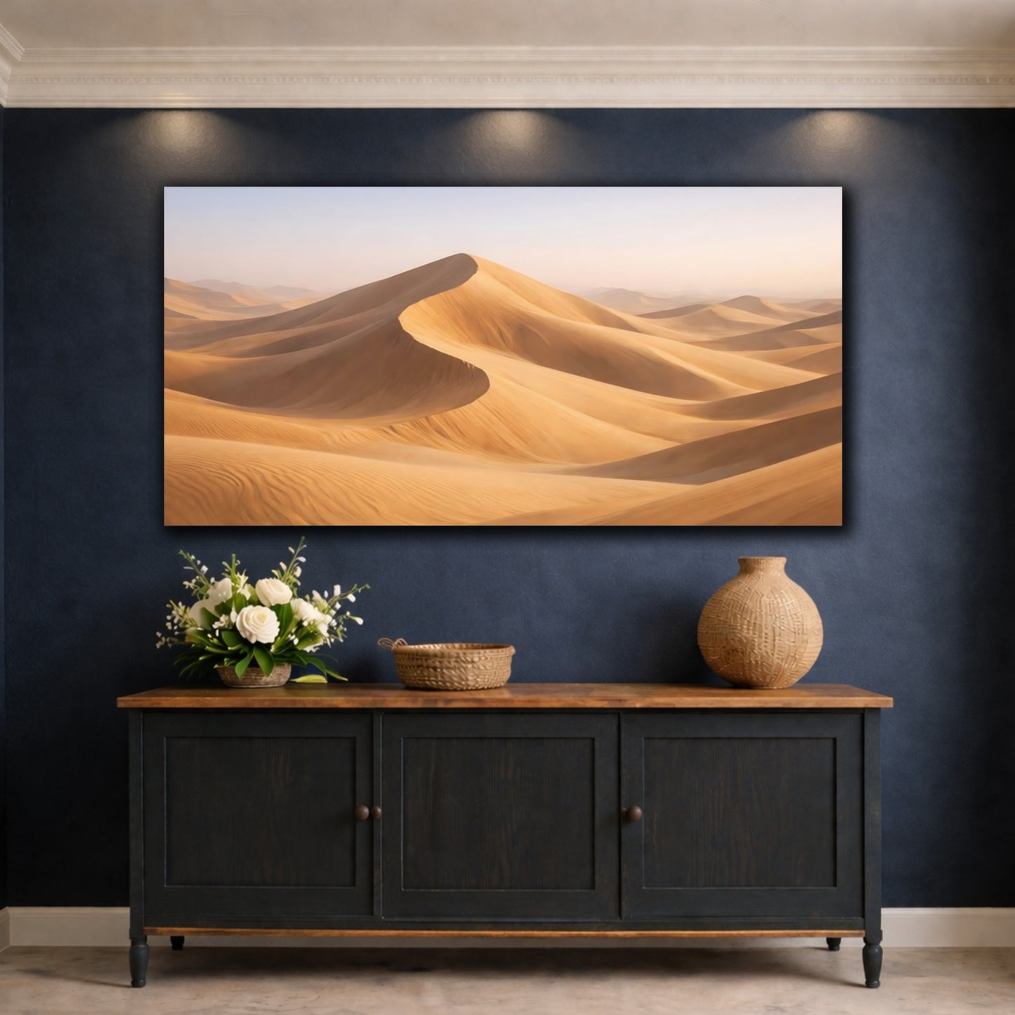 Mockup 4. Nature Sand Dunes Golden Desert shown as stretched canvas wall art