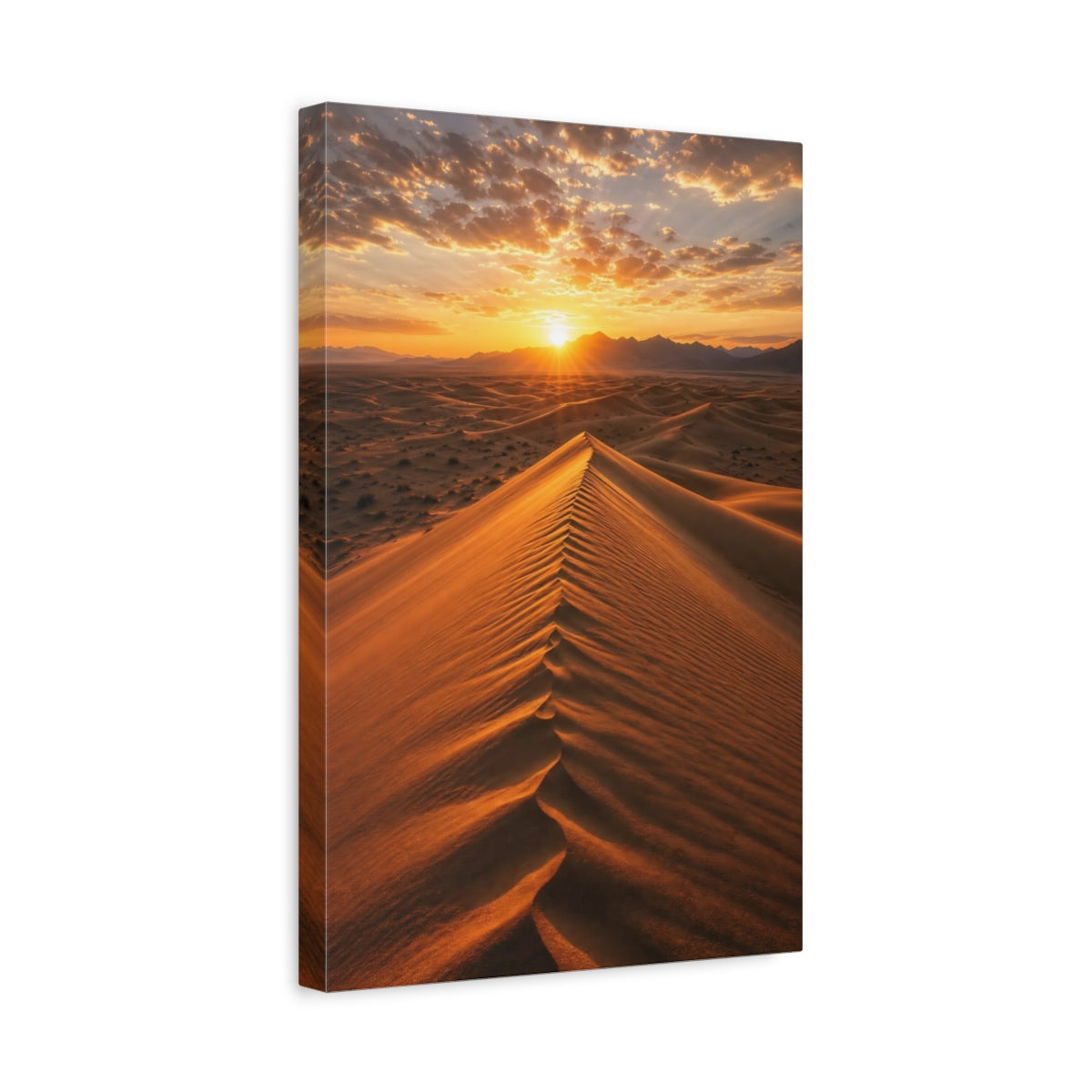 Side Mockup 4. Nature Sand Dunes Golden Desert Sunset shown as stretched canvas wall art