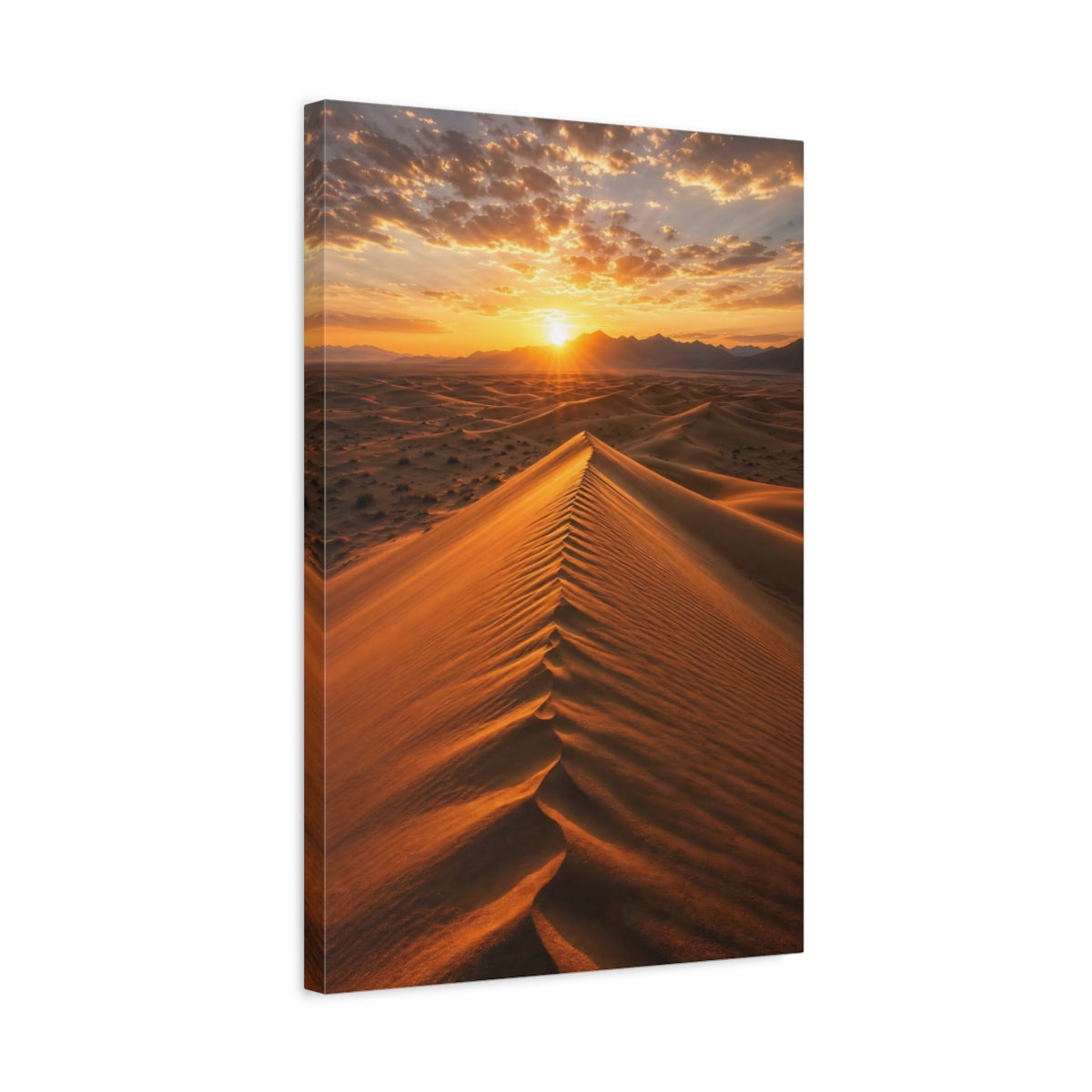 Side Mockup 3. Nature Sand Dunes Golden Desert Sunset shown as stretched canvas wall art