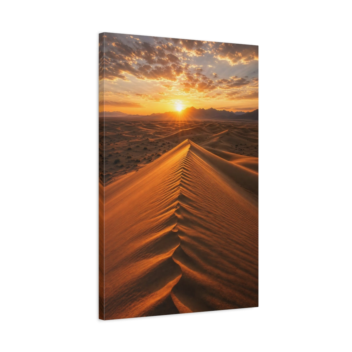 Side Mockup 2. Nature Sand Dunes Golden Desert Sunset shown as stretched canvas wall art