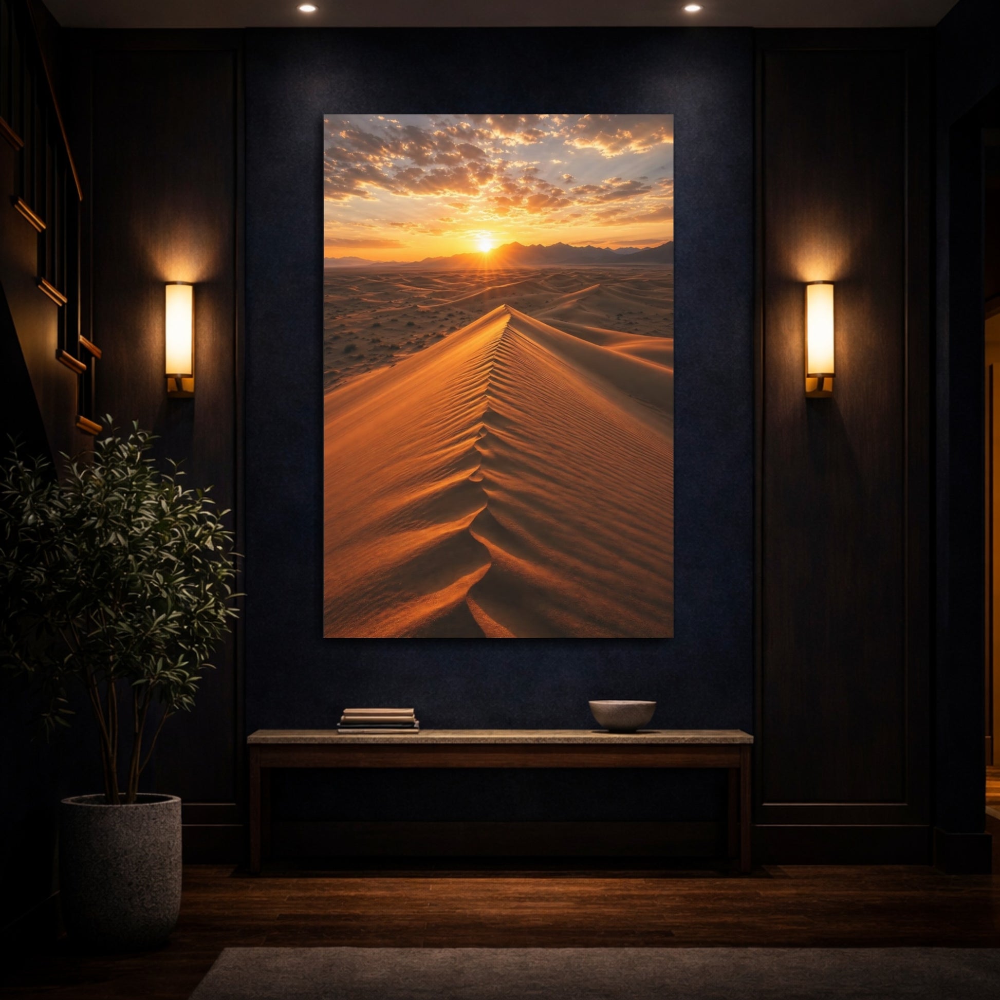 Mockup 4. Nature Sand Dunes Golden Desert Sunset shown as stretched canvas wall art