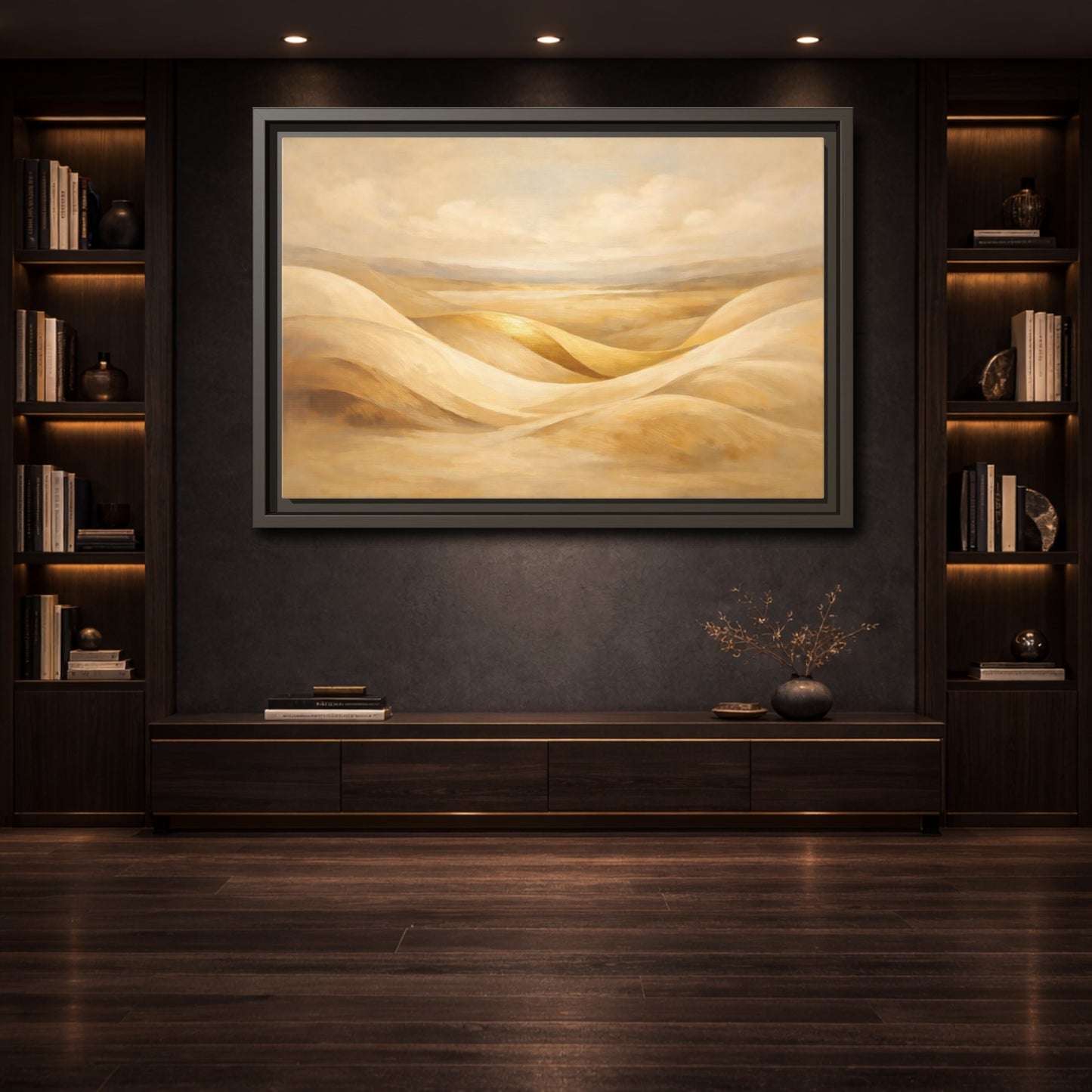 Mockup 3. Nature Sand Dunes Golden Dunes shown as stretched canvas wall art