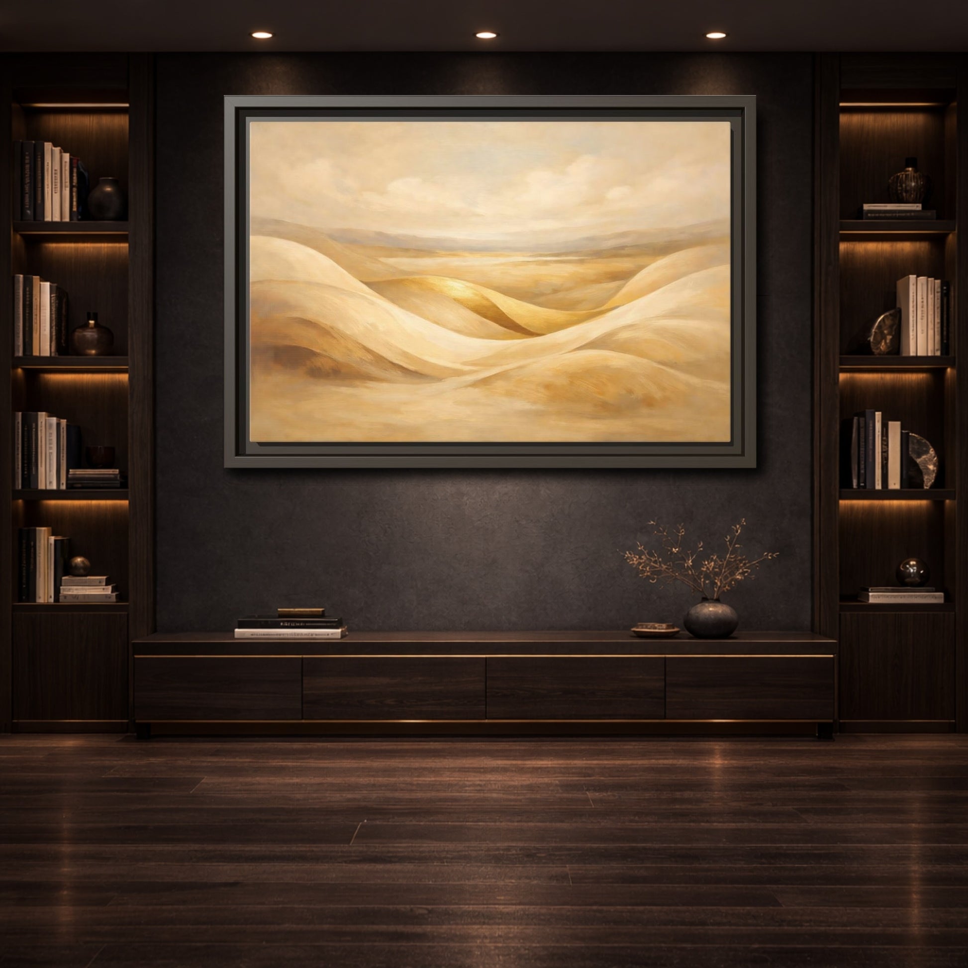 Mockup 3. Nature Sand Dunes Golden Dunes shown as stretched canvas wall art