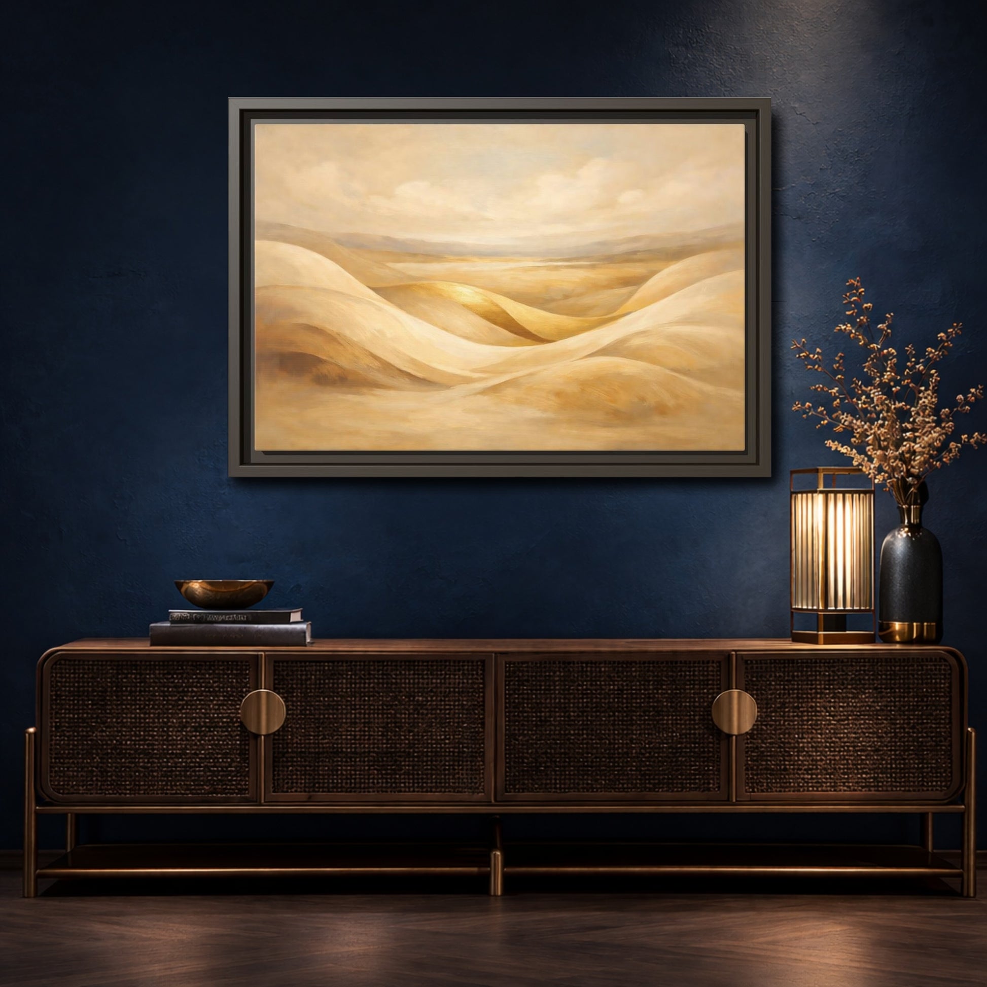 Mockup 4. Nature Sand Dunes Golden Dunes shown as stretched canvas wall art