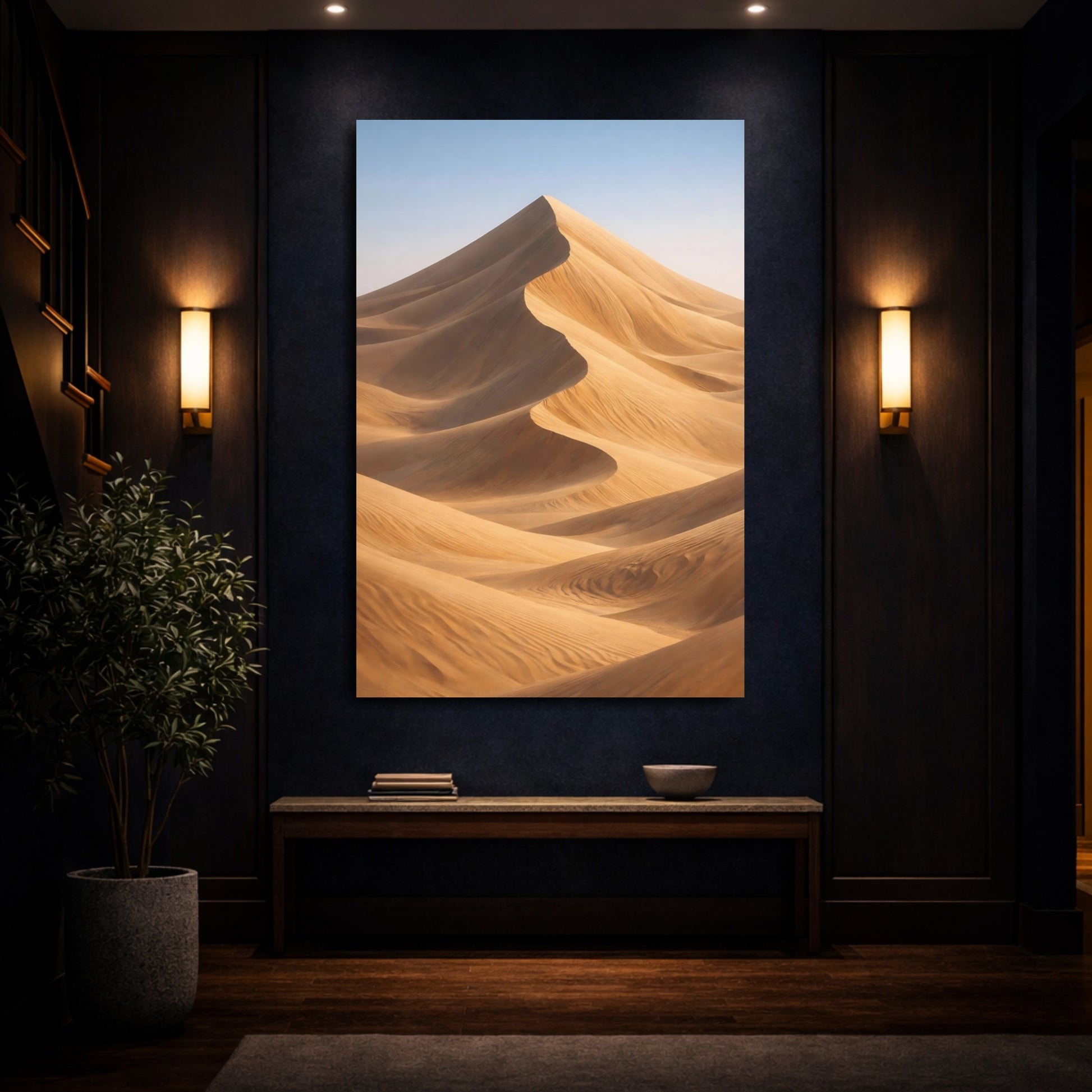 Mockup 3. Nature Sand Dunes Golden Sand Dunes shown as stretched canvas wall art