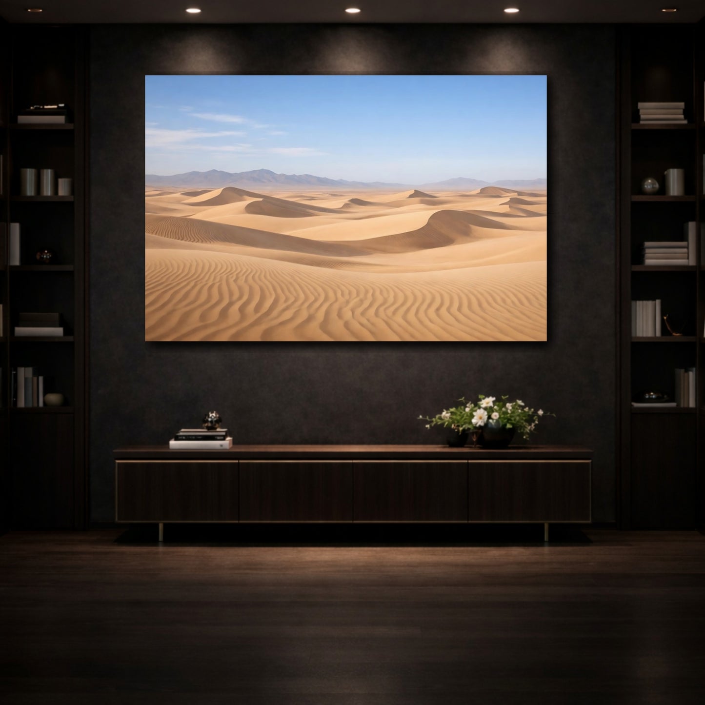 Mockup 3. Nature Sand Dunes Golden Sand Dunes shown as stretched canvas wall art