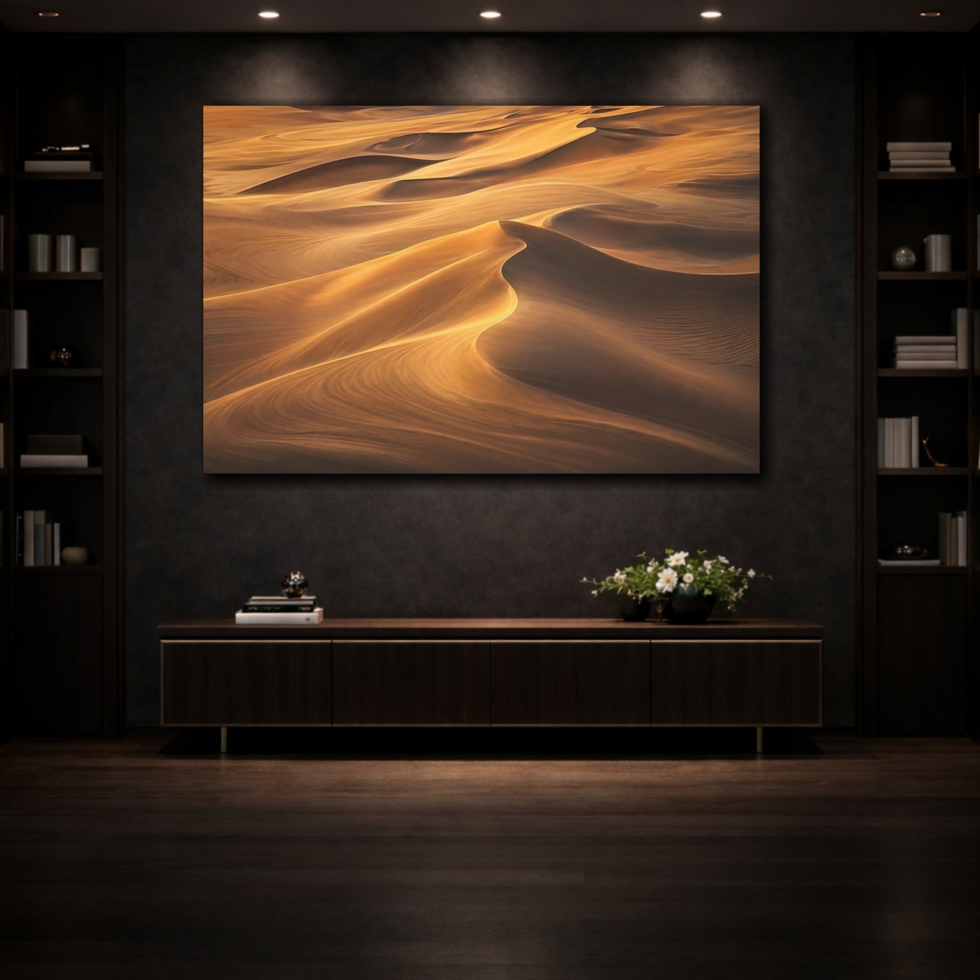 Mockup 3. Nature Sand Dunes Golden Sand Dunes shown as stretched canvas wall art