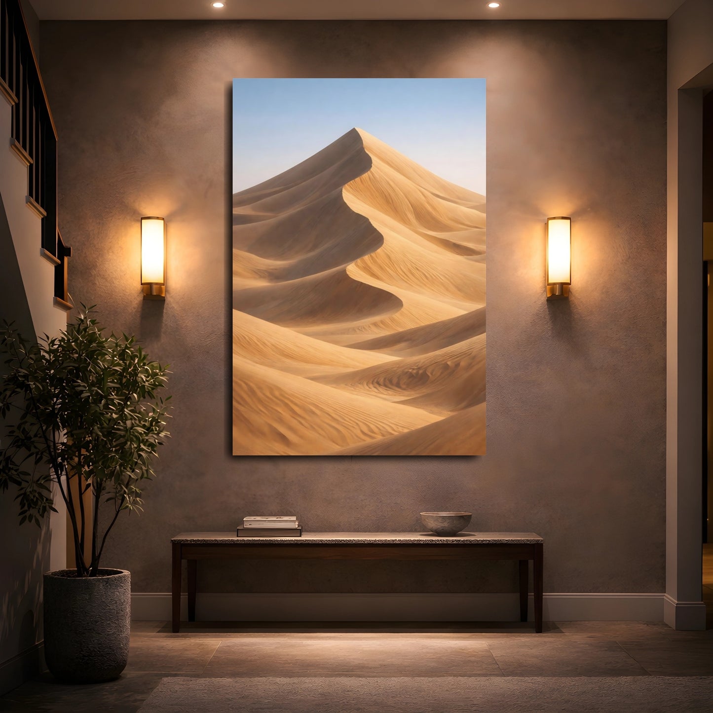 Mockup 4. Nature Sand Dunes Golden Sand Dunes shown as stretched canvas wall art