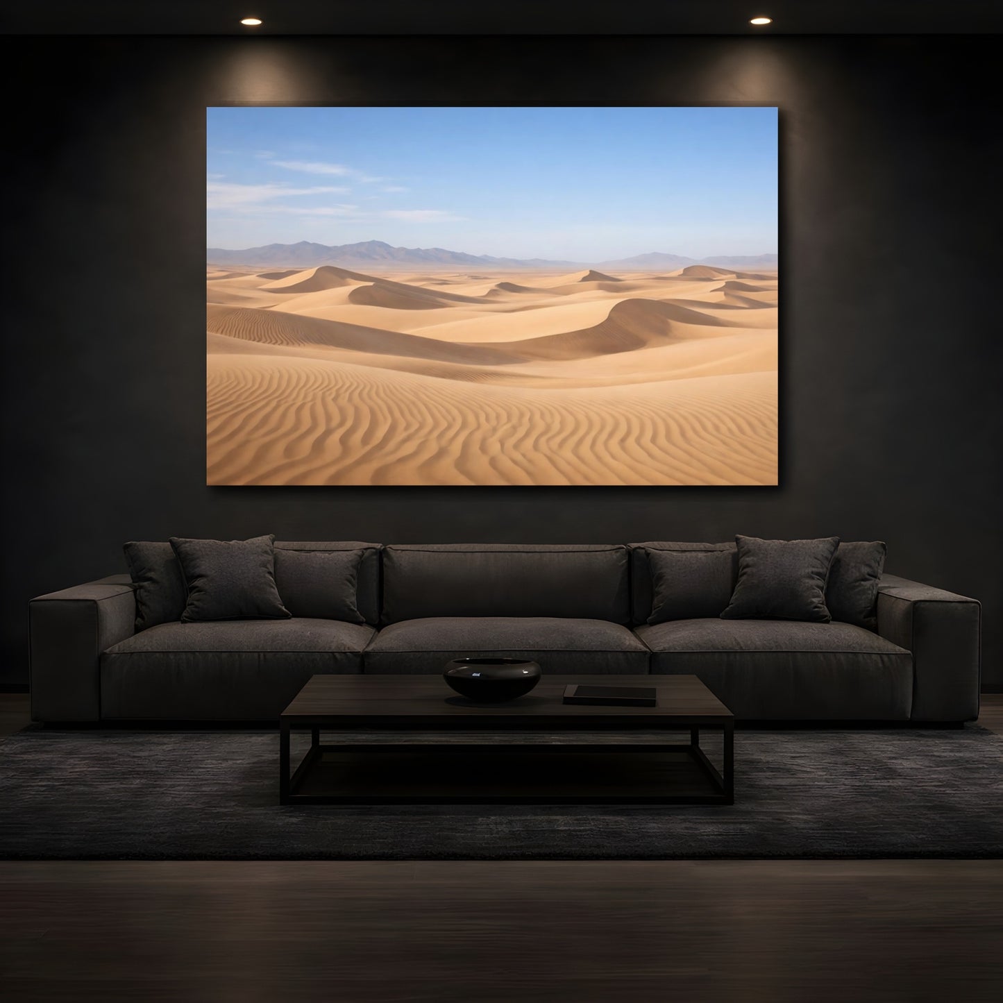Mockup 4. Nature Sand Dunes Golden Sand Dunes shown as stretched canvas wall art