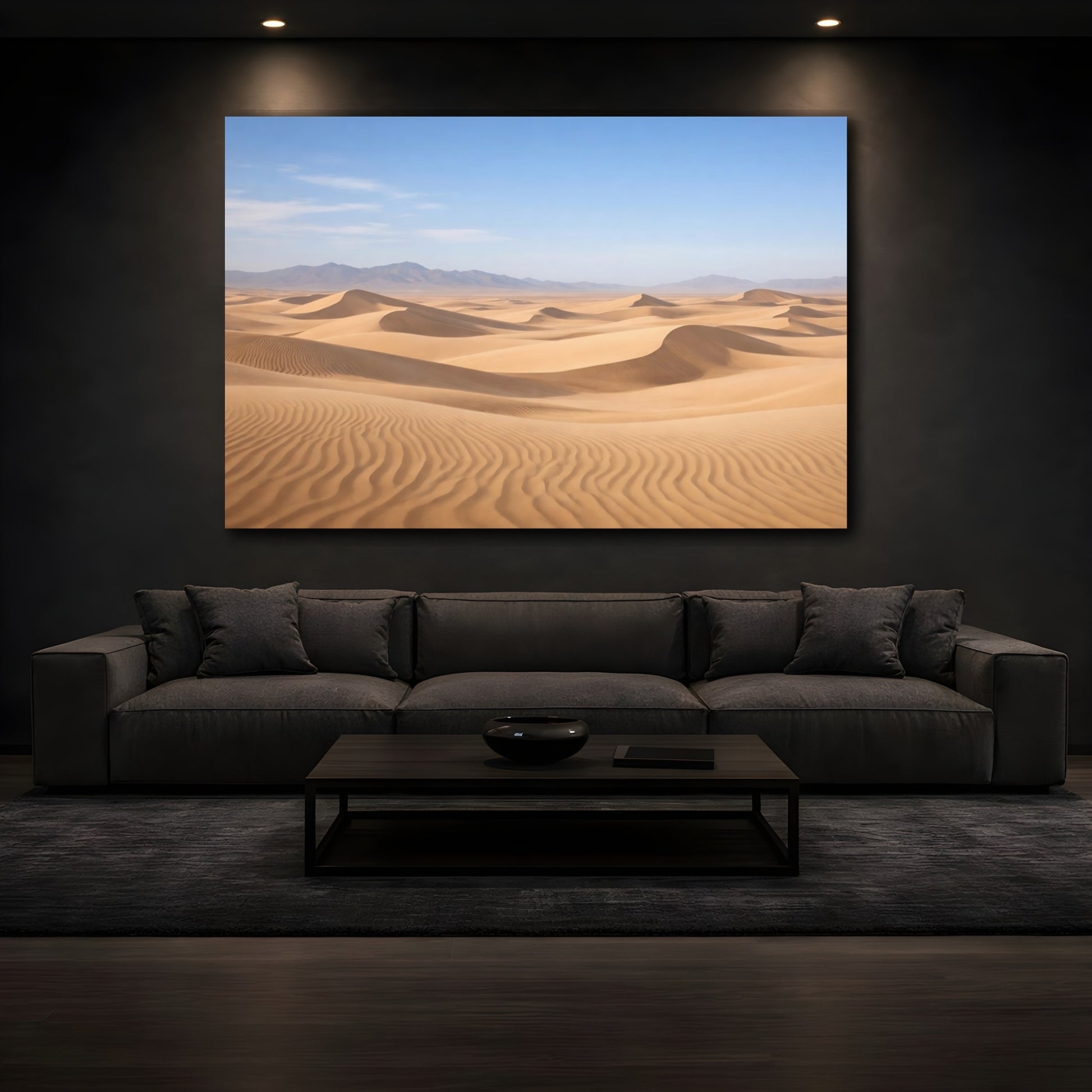 Mockup 4. Nature Sand Dunes Golden Sand Dunes shown as stretched canvas wall art