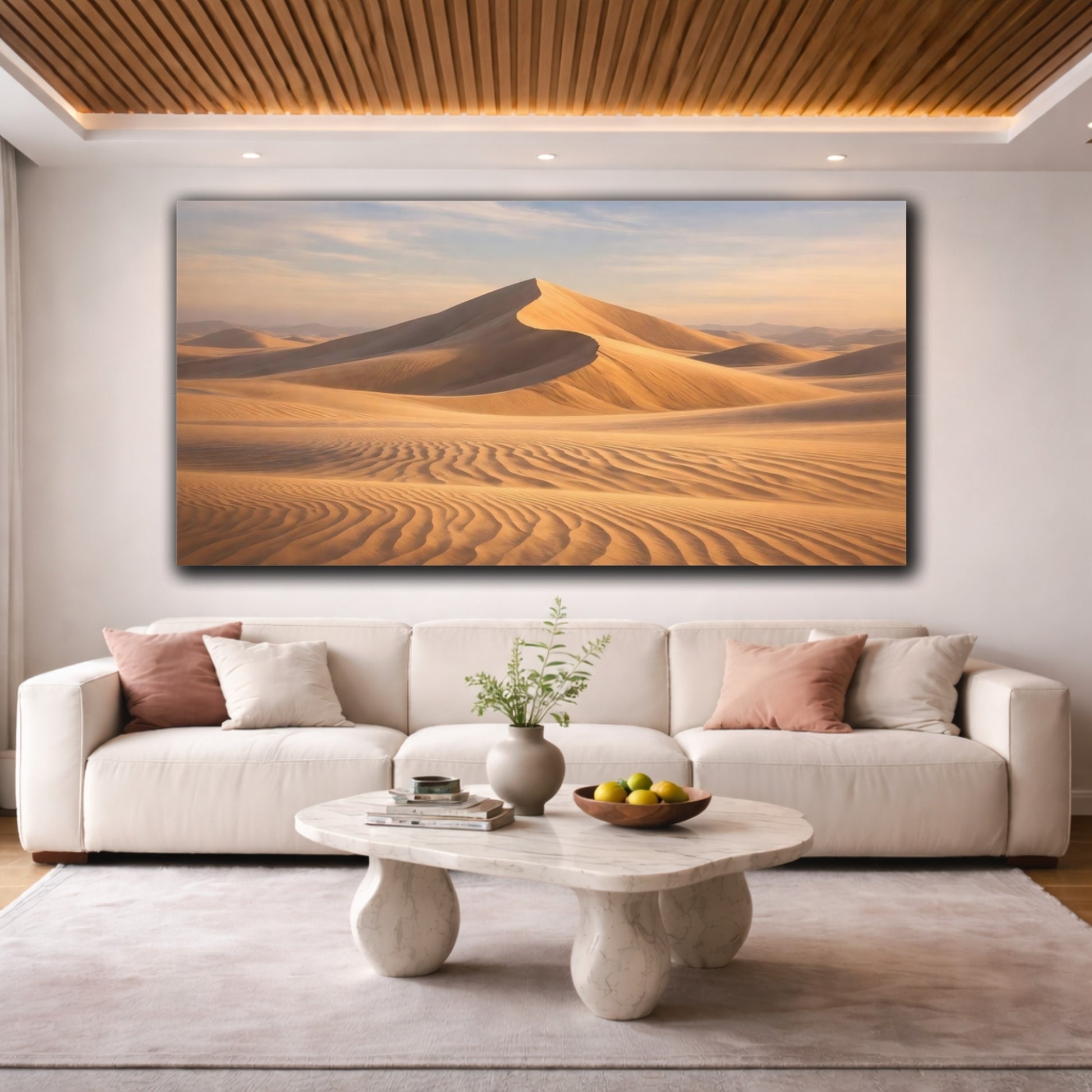 Mockup 3. Nature Sand Dunes Golden Sands shown as stretched canvas wall art