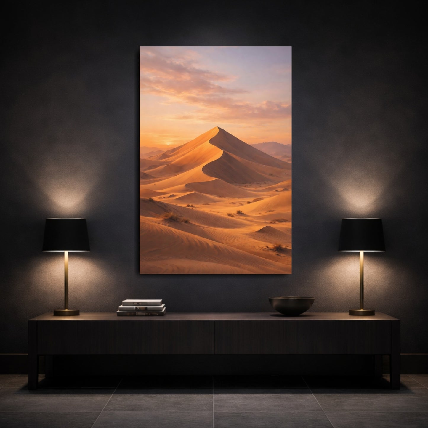 Nature Sand Dunes Orange And Sand shown as front canvas room wall art