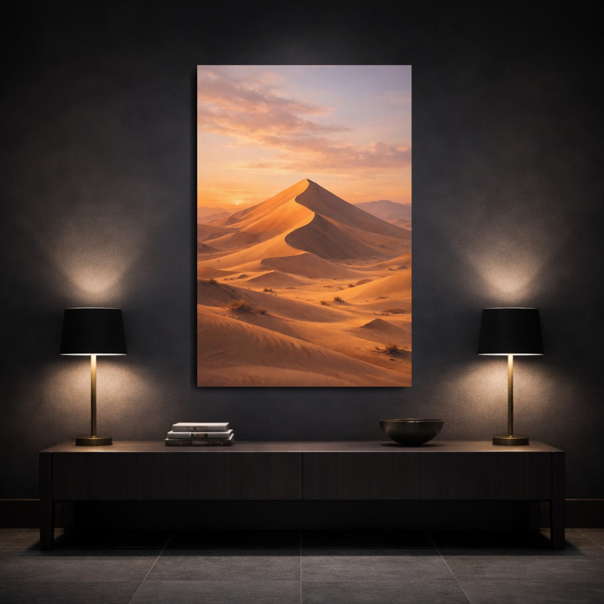 Nature Sand Dunes Orange And Sand shown as front canvas room wall art