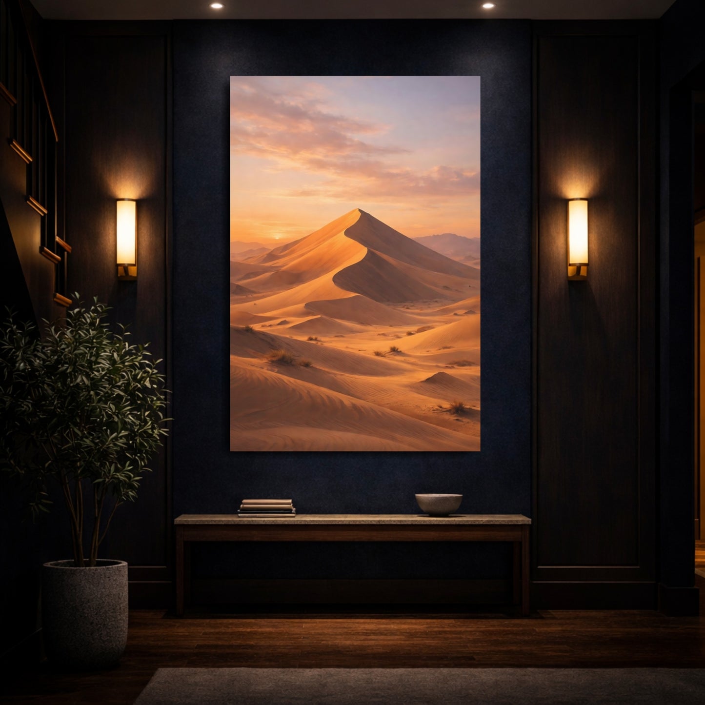 Nature Sand Dunes Orange And Sand shown as front canvas room wall art