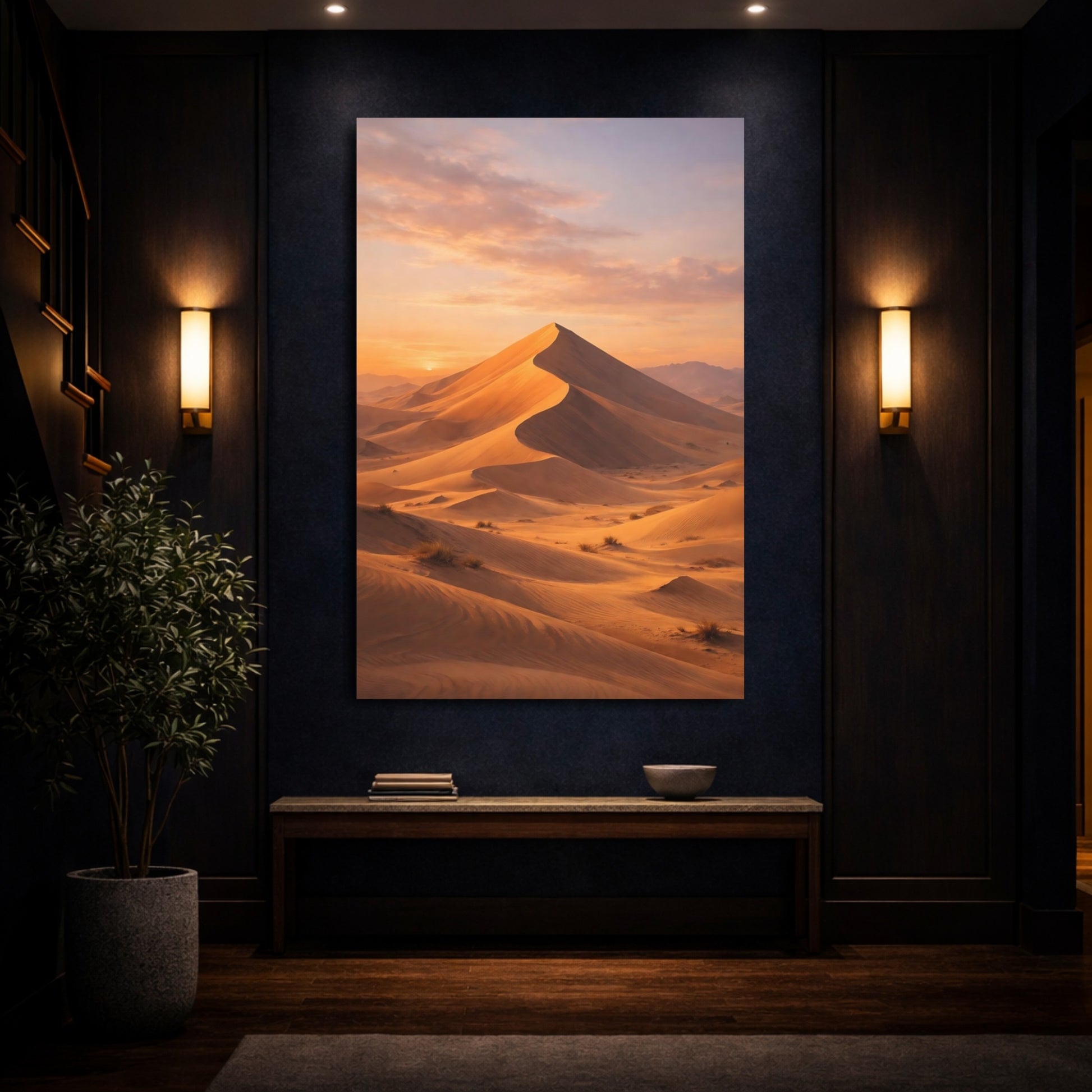 Nature Sand Dunes Orange And Sand shown as front canvas room wall art