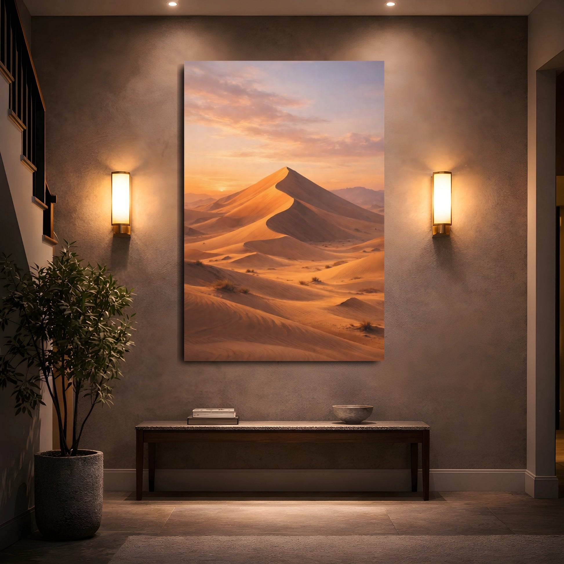 Nature Sand Dunes Orange And Sand shown as front canvas room wall art
