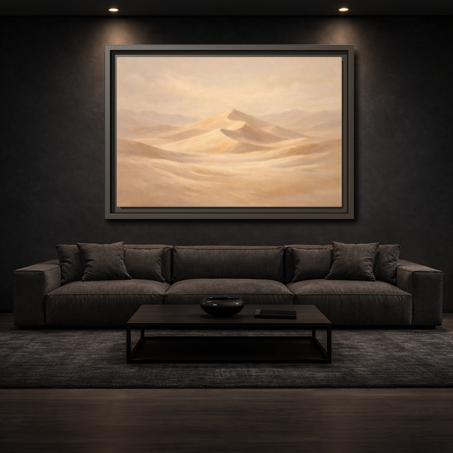 Mockup 2. Nature Sand Dunes Sand Dunes Beige shown as stretched canvas wall art