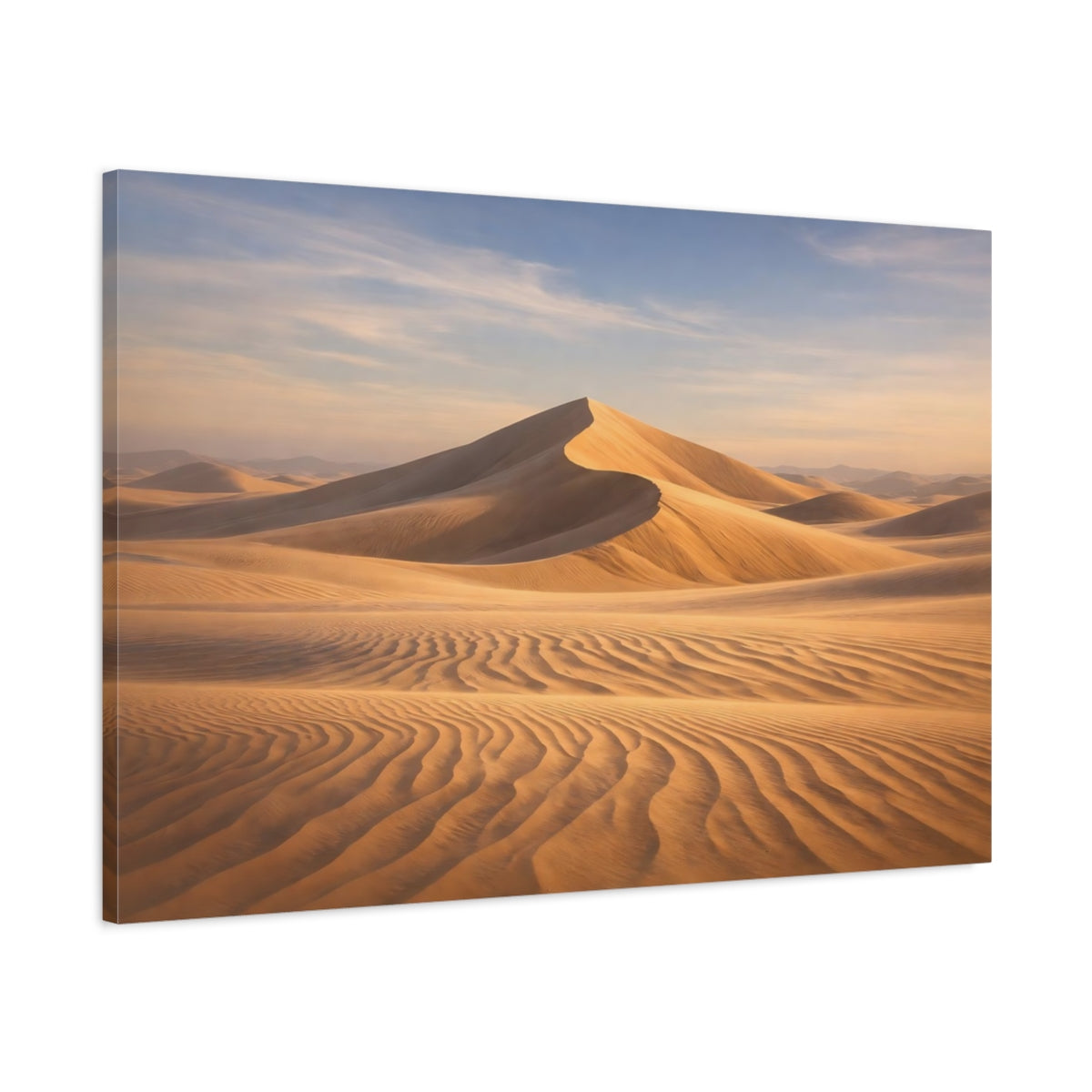 Side Mockup 1. Nature Sand Dunes Warm Desert Landscape shown as stretched canvas wall art