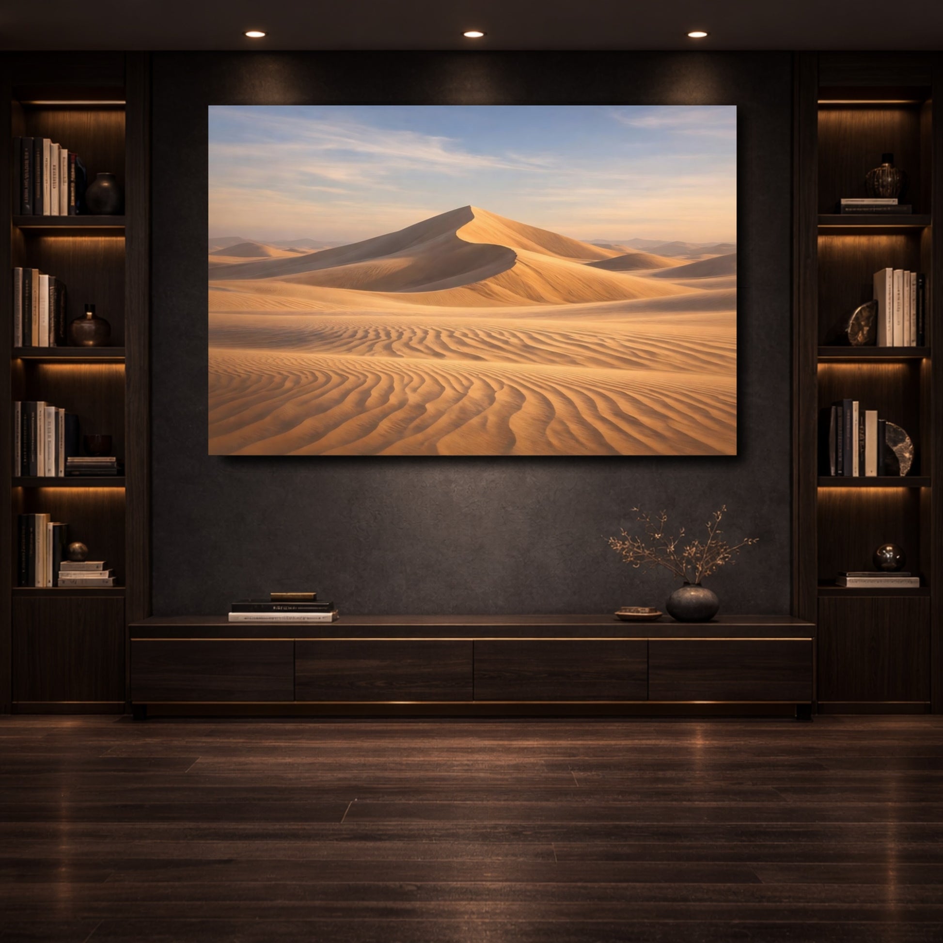 Mockup 3. Nature Sand Dunes Warm Desert Landscape shown as stretched canvas wall art