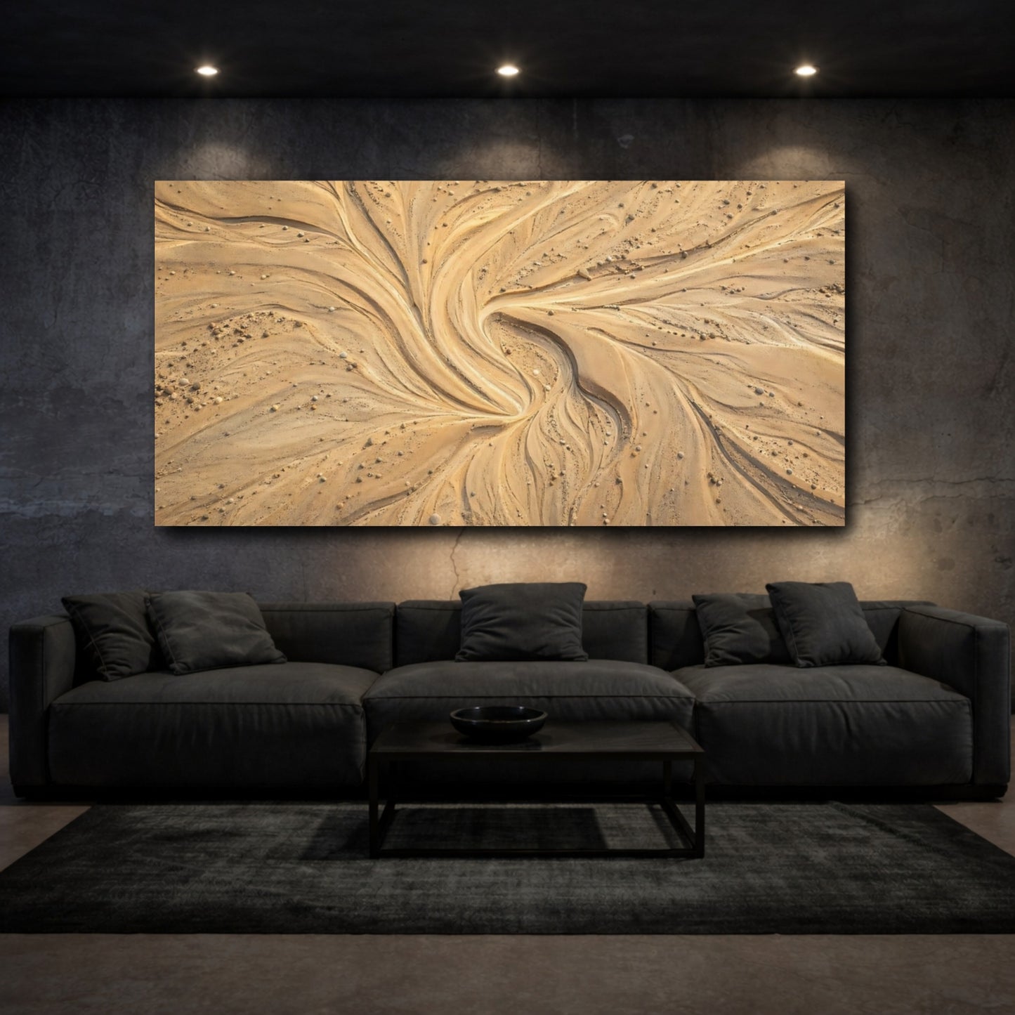 Mockup 2. Nature Sand Patterns Tan Sand Patterns shown as stretched canvas wall art